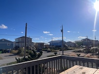 My work spot from the front porch picnic table