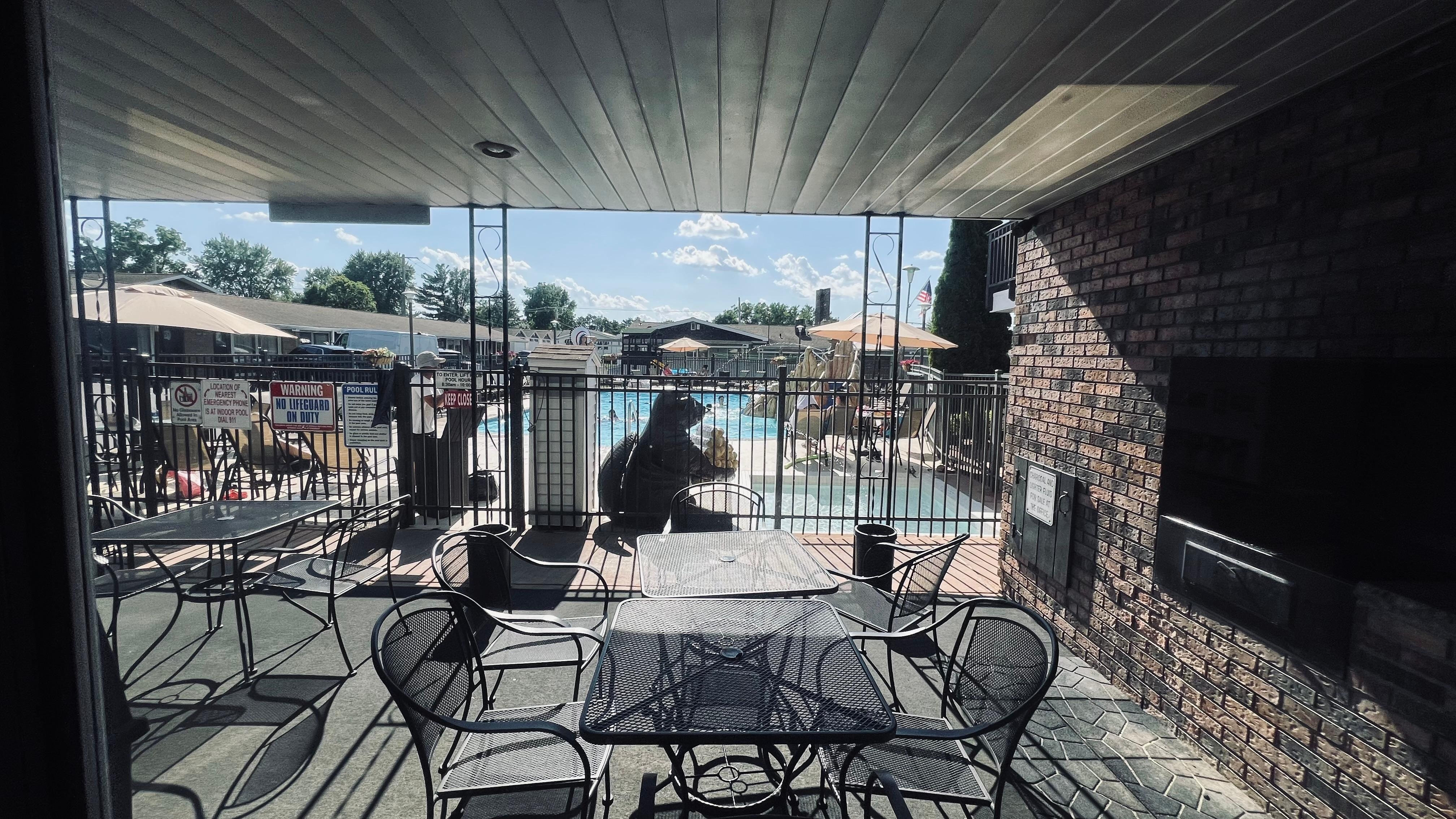 Covered area outside of pool