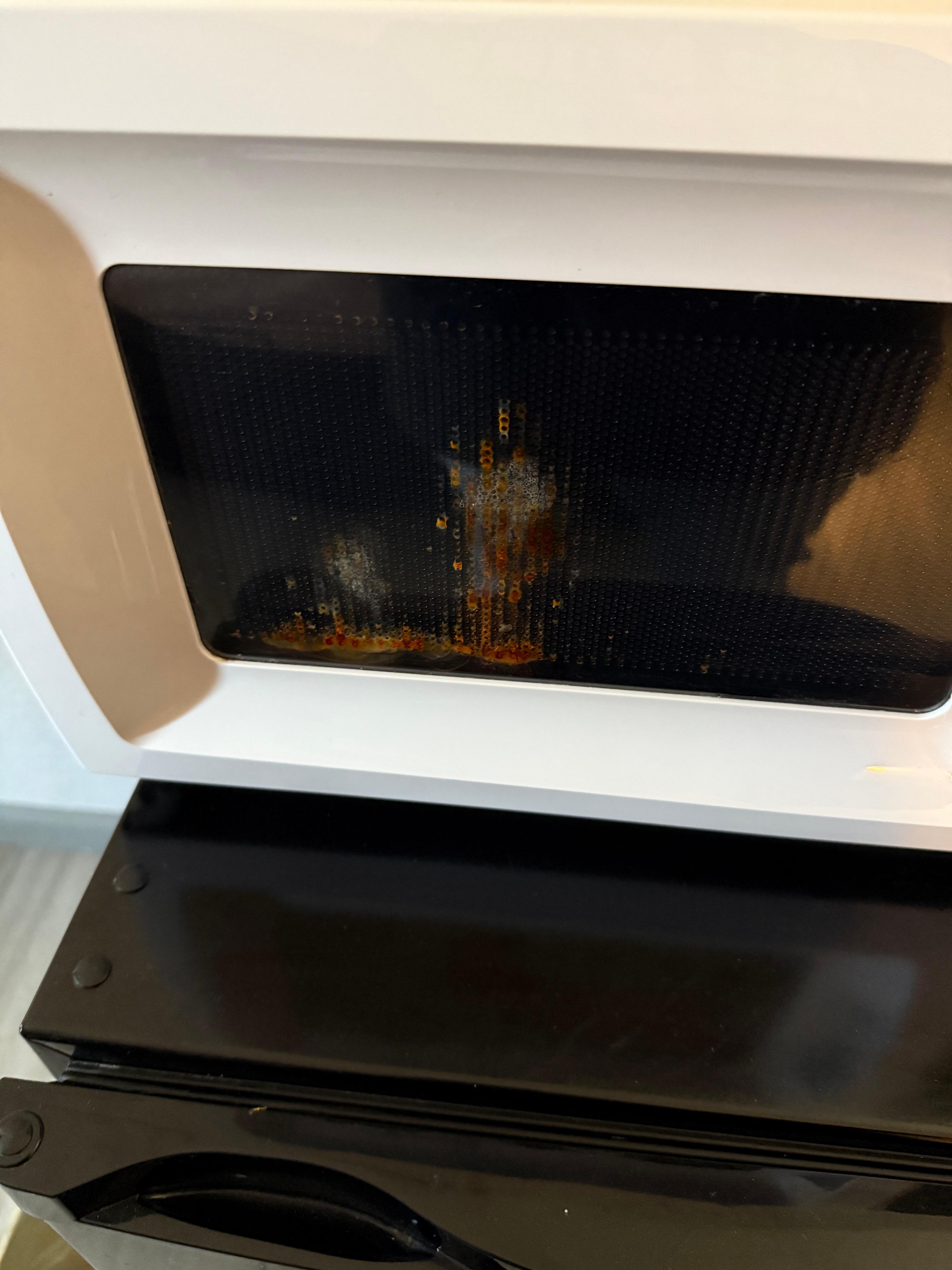 Dirty microwave in morning still after being told how nasty it was 