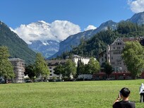 Interlaken town green just 5-10 minutes walk.