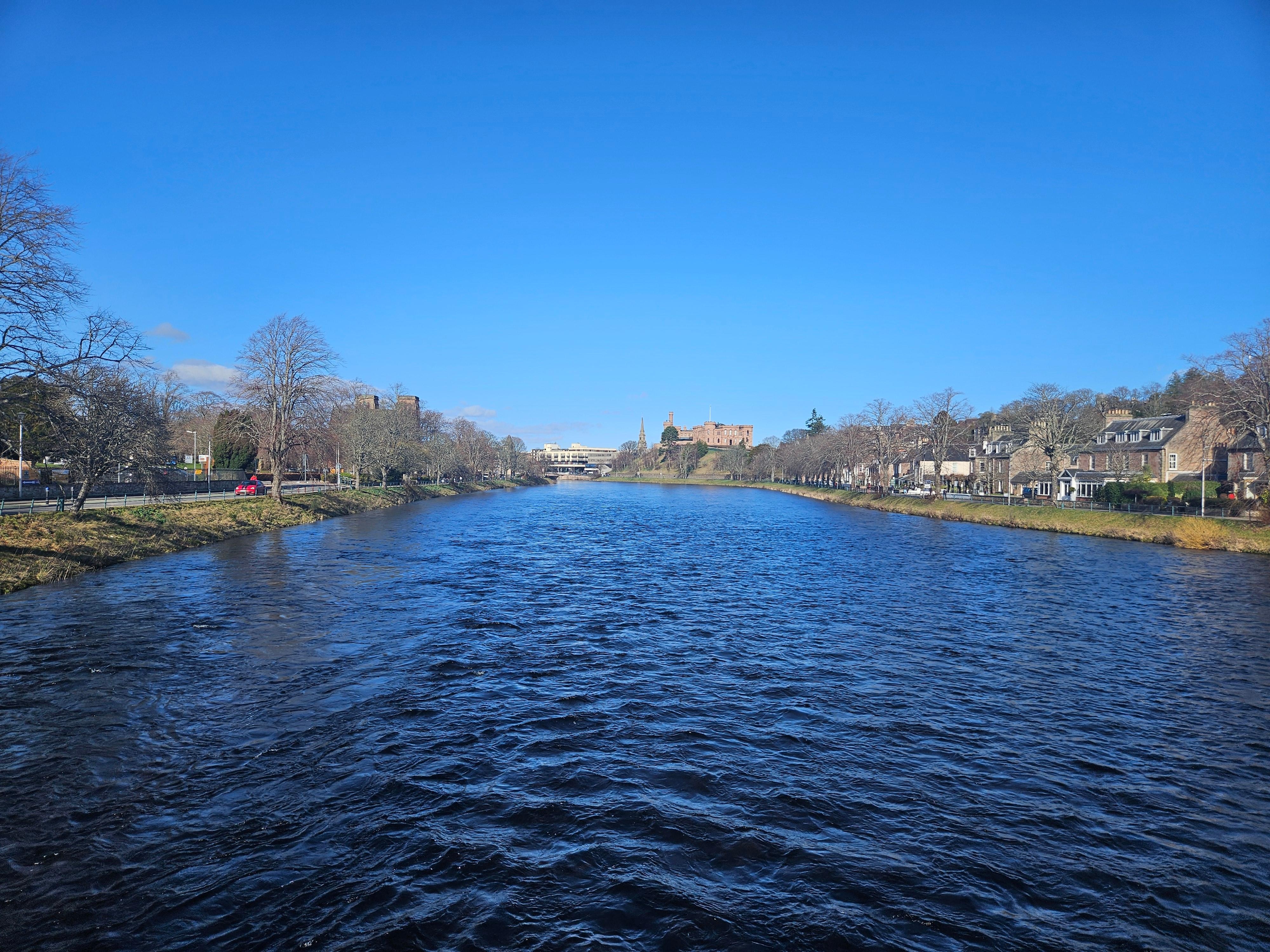 This is taken from a walking bridge right down from the hotel. The hotel is on the right side of this river. 