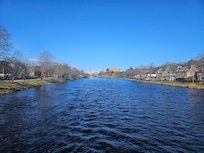 This is taken from a walking bridge right down from the hotel. The hotel is on the right side of this river.