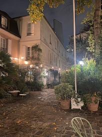 This quiet interior courtyard graces the hotel.