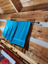 No curtains provided but plenty of towels to make your own!