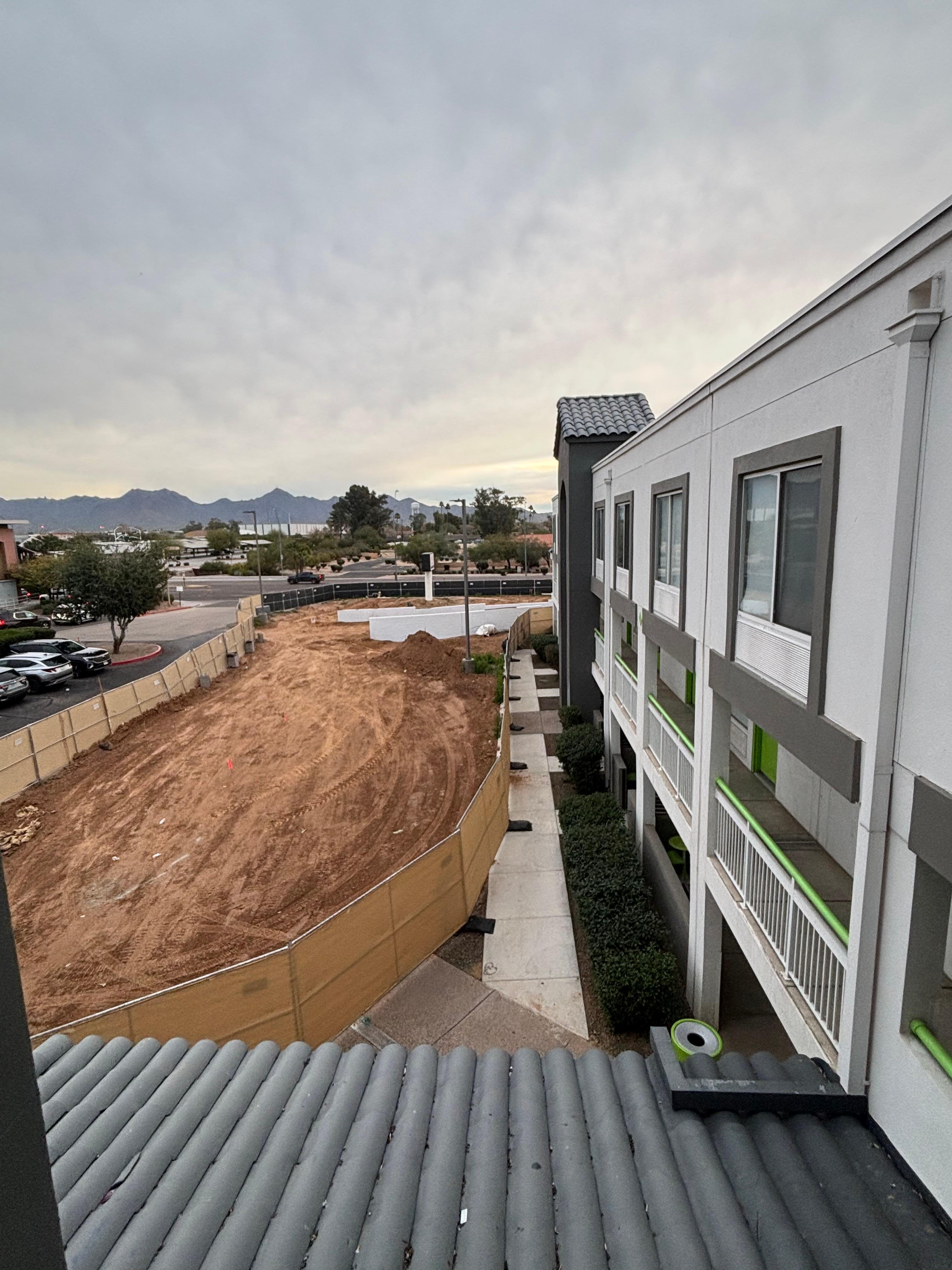 front of hotel and entrance to parking