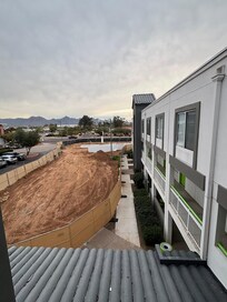 front of hotel and entrance to parking