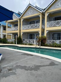 A view of the balconies overlooking Choc Bay.