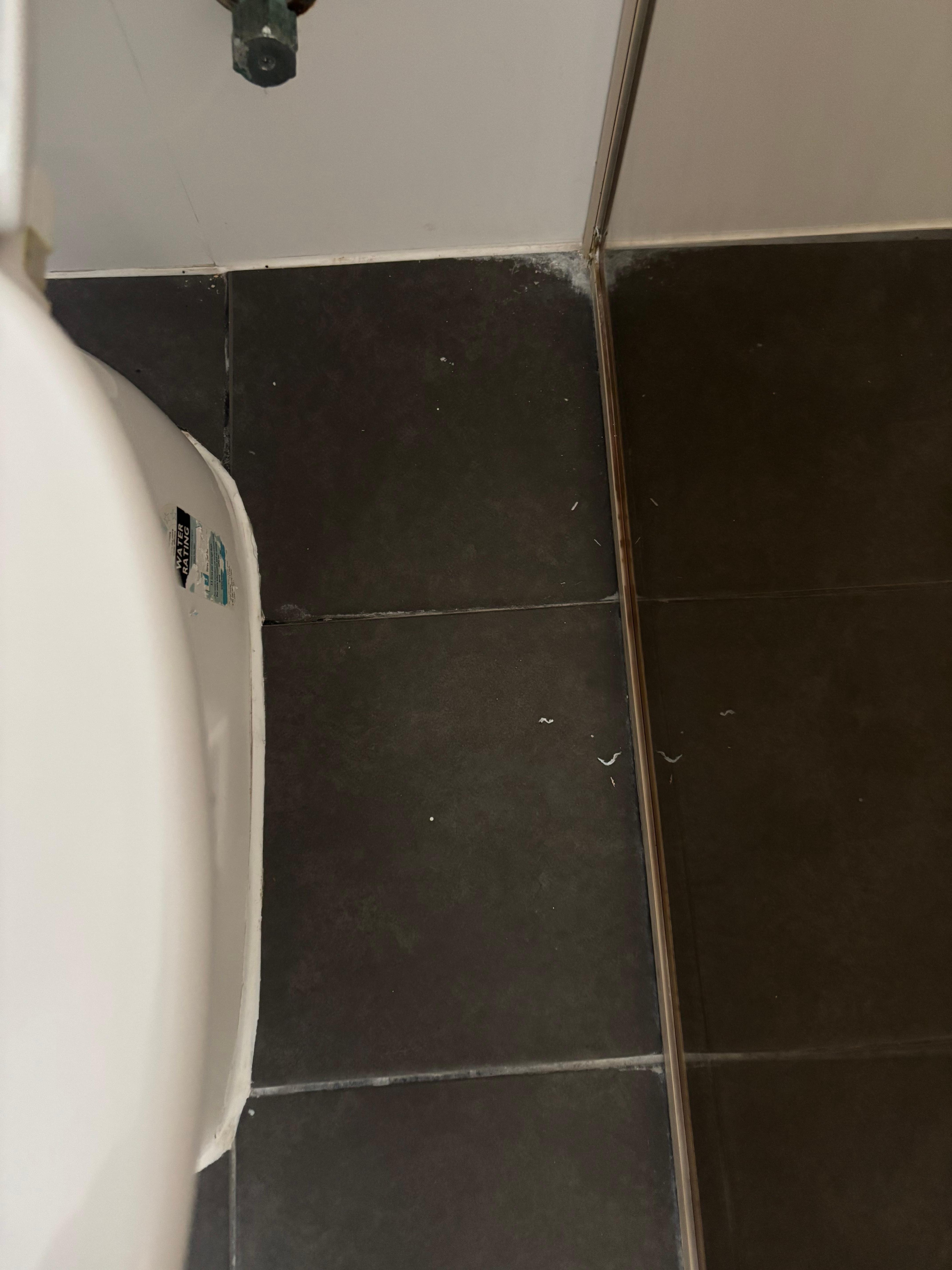 Bathroom floor was dirty. Shower door off hinges.  