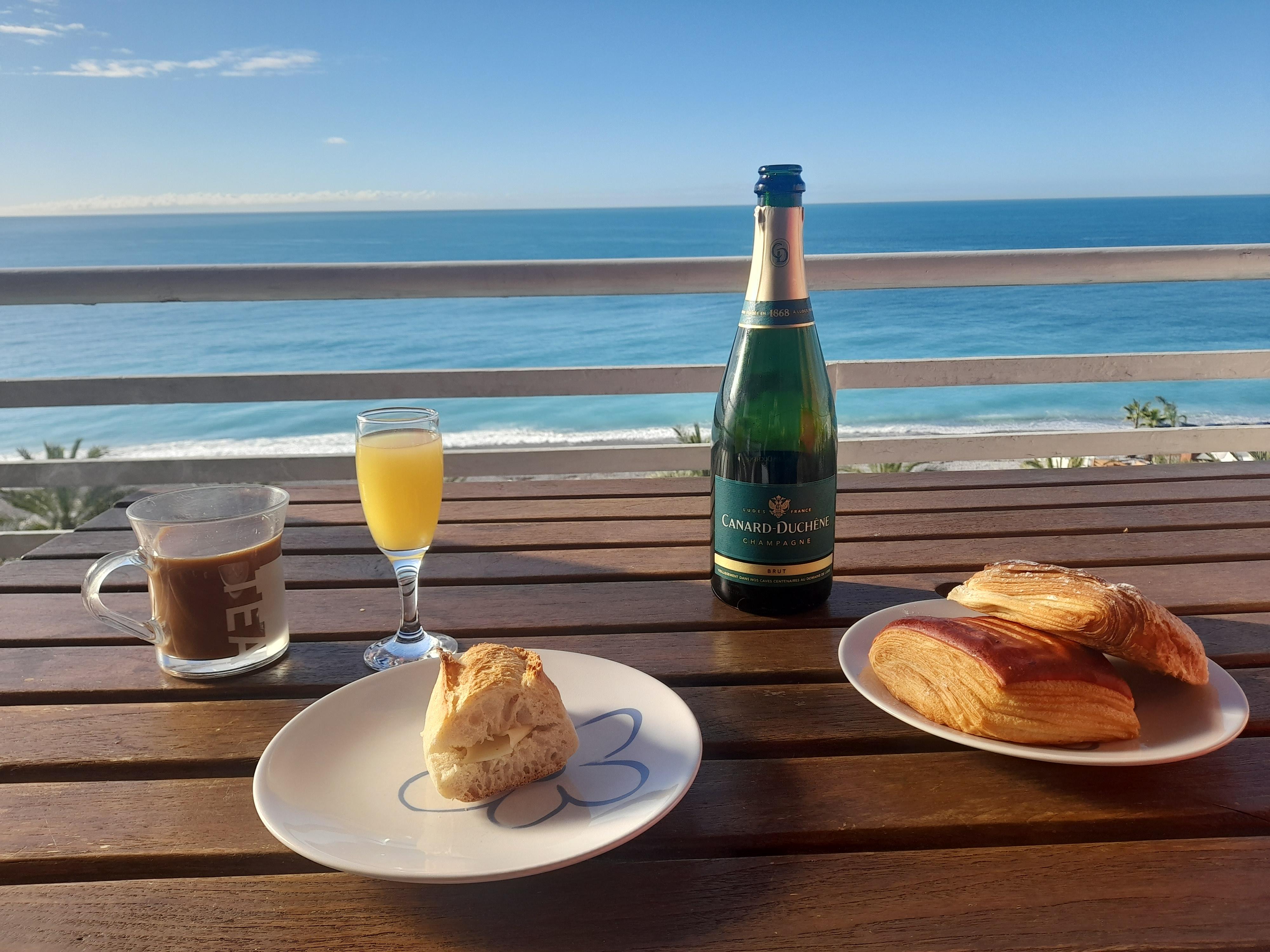 Breakfast on the balcony.