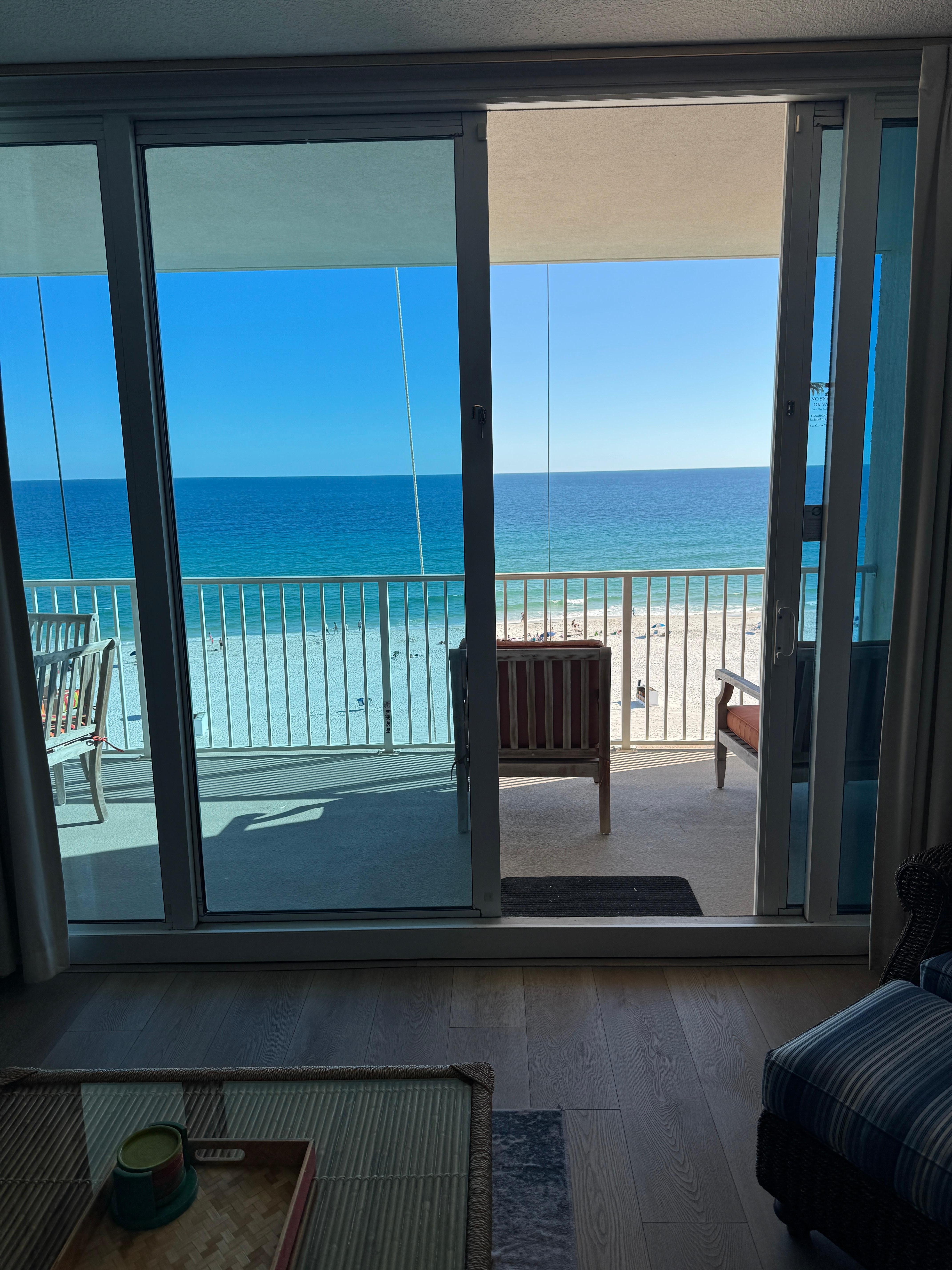 Looking out from living room