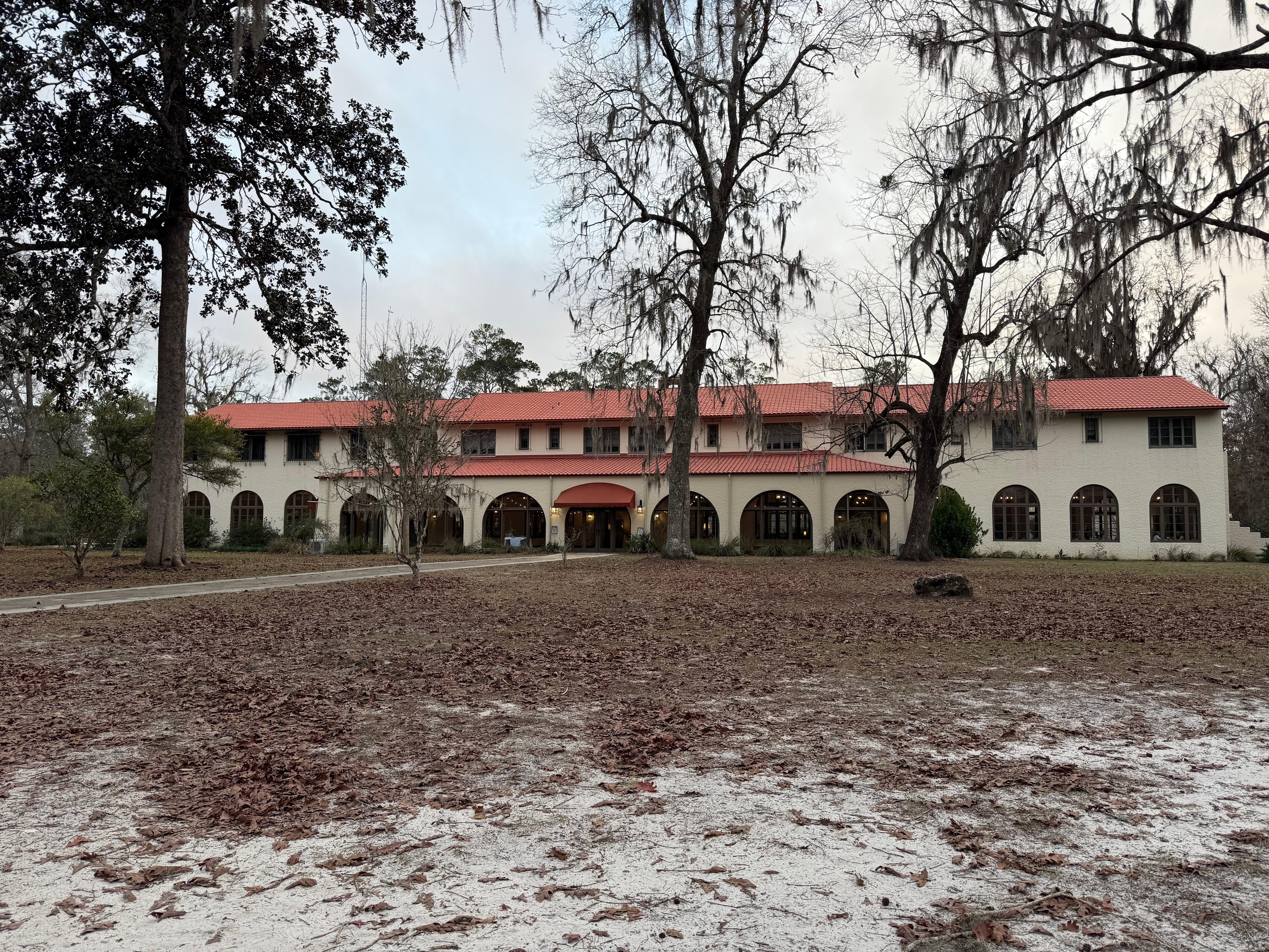 Back of the lodge from the spring area