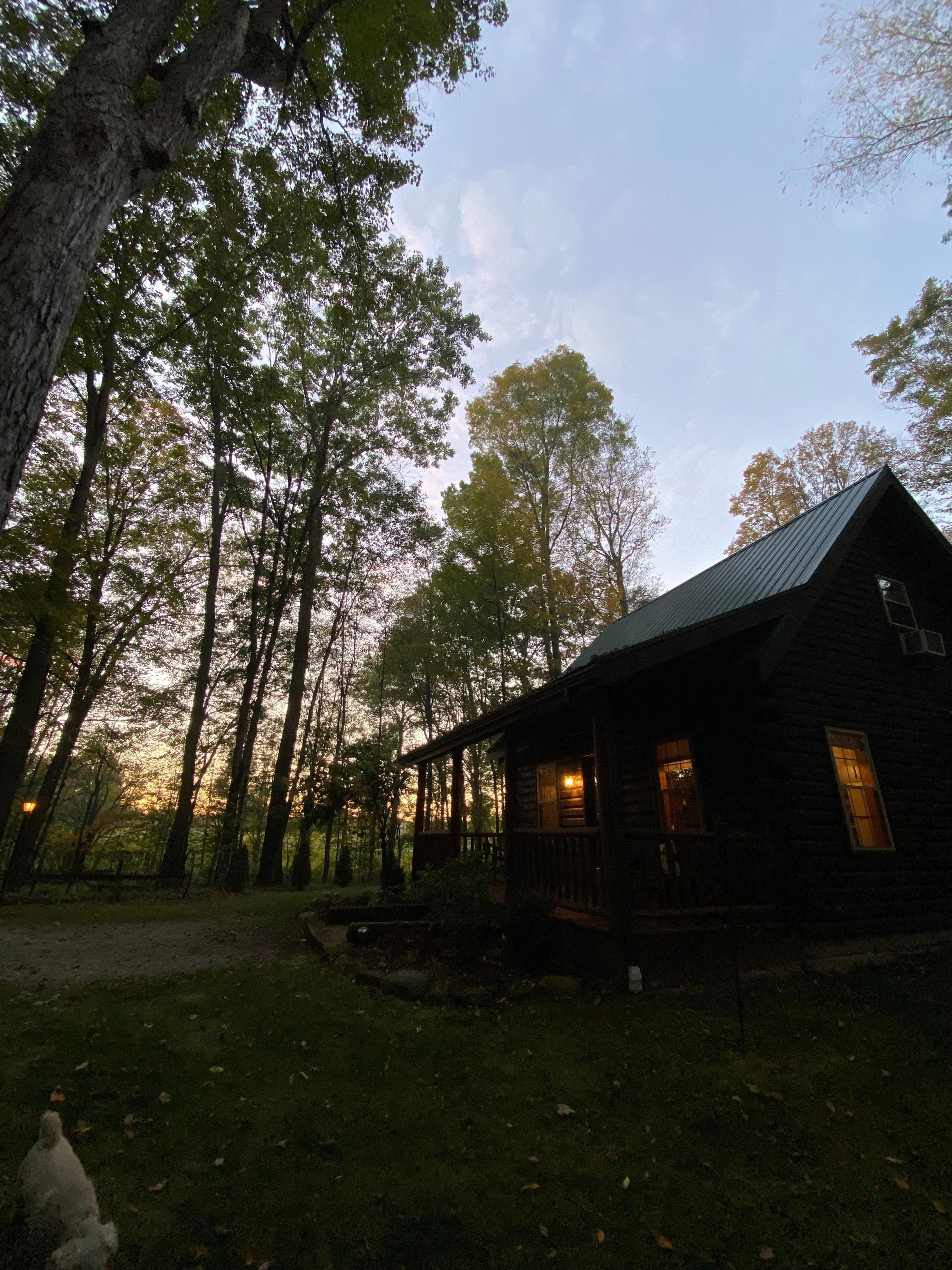 View of the cabin during sunset 