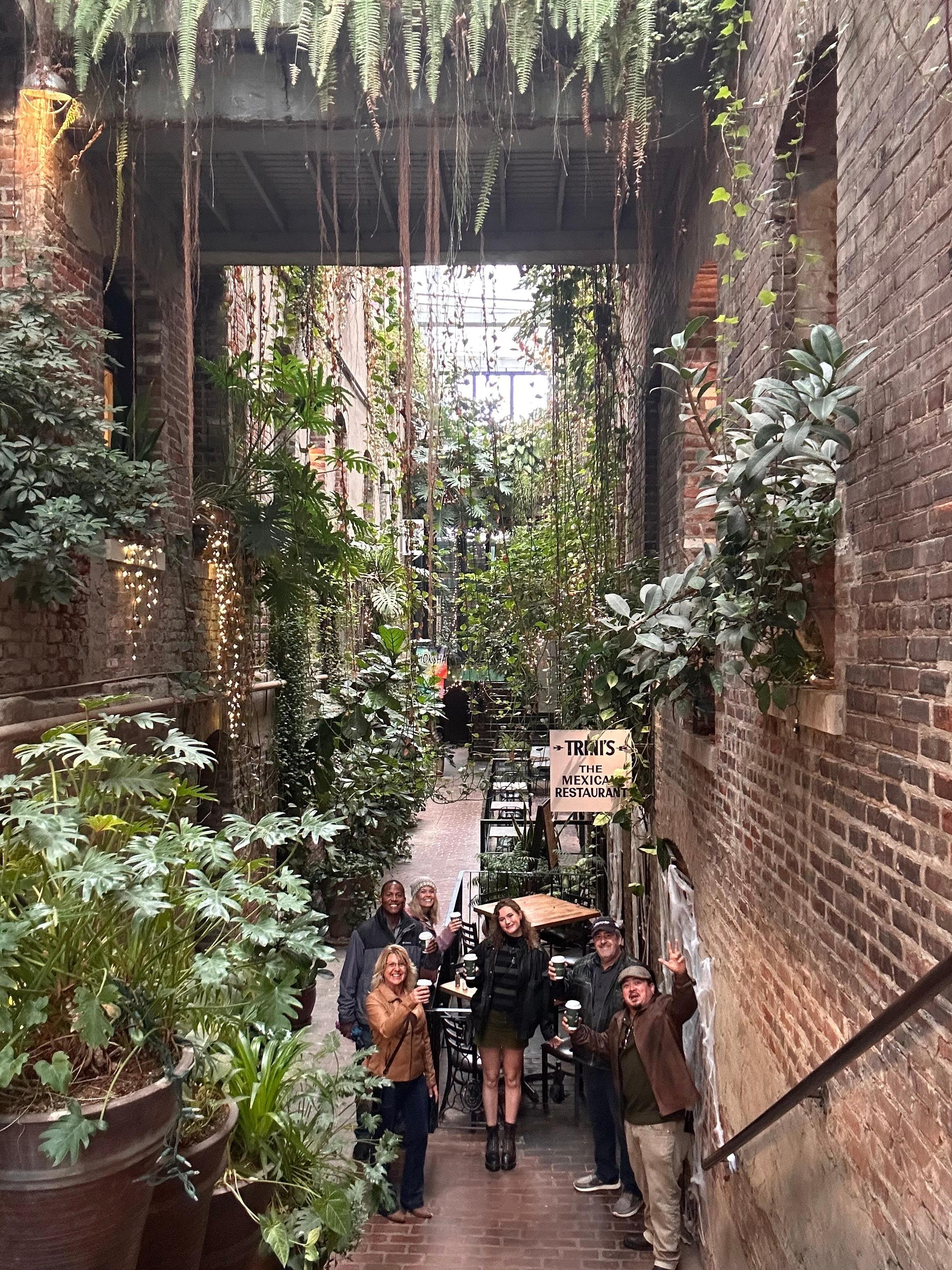 Historical buildings with really cool art and shops