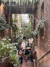 Historical buildings with really cool art and shops