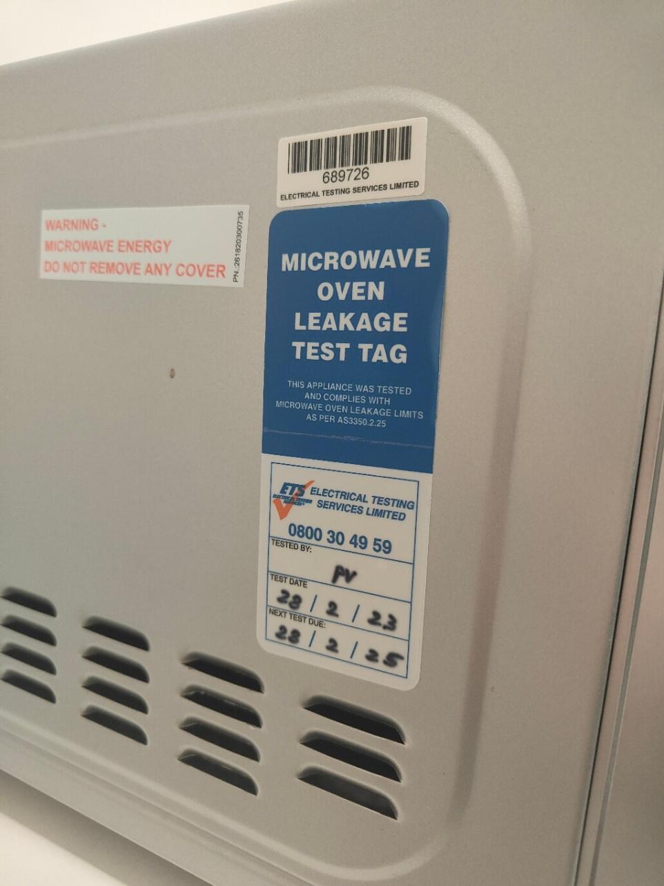Microwave safety sticker