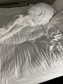 Dent in bed that my sister had to endure.