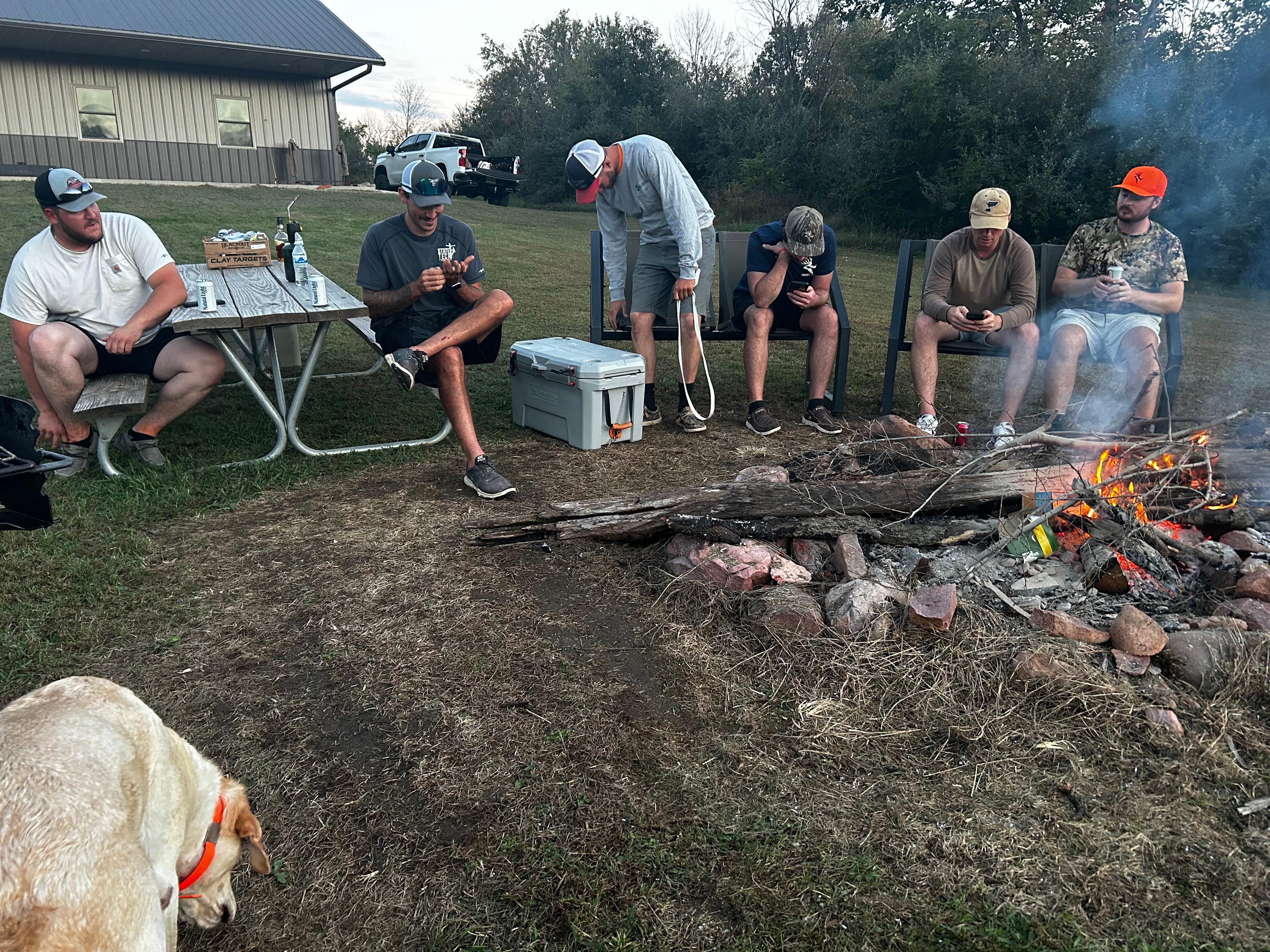 Enjoying the fire pit area, early evening.