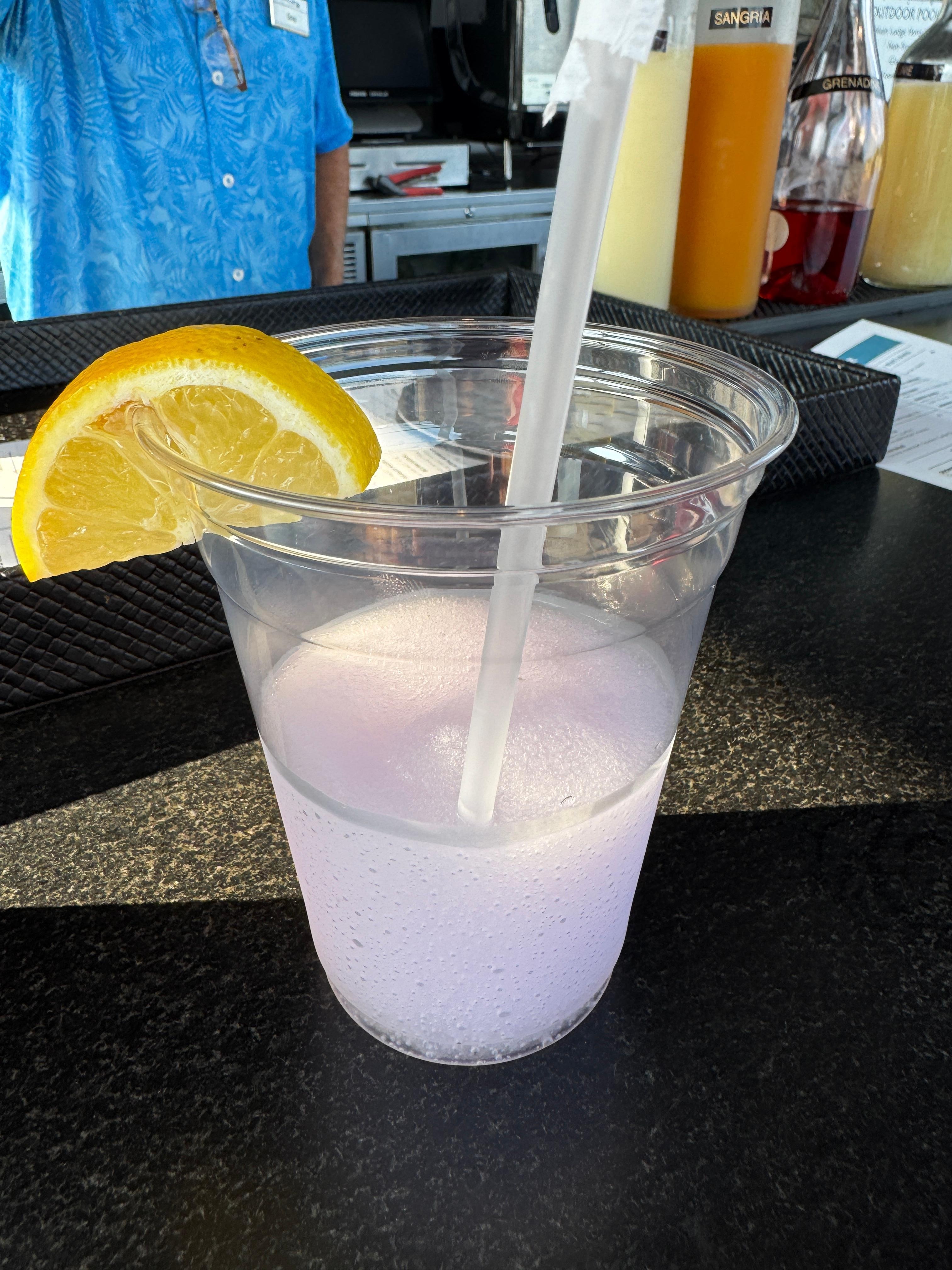 Frozen lavender drink at the pool bar