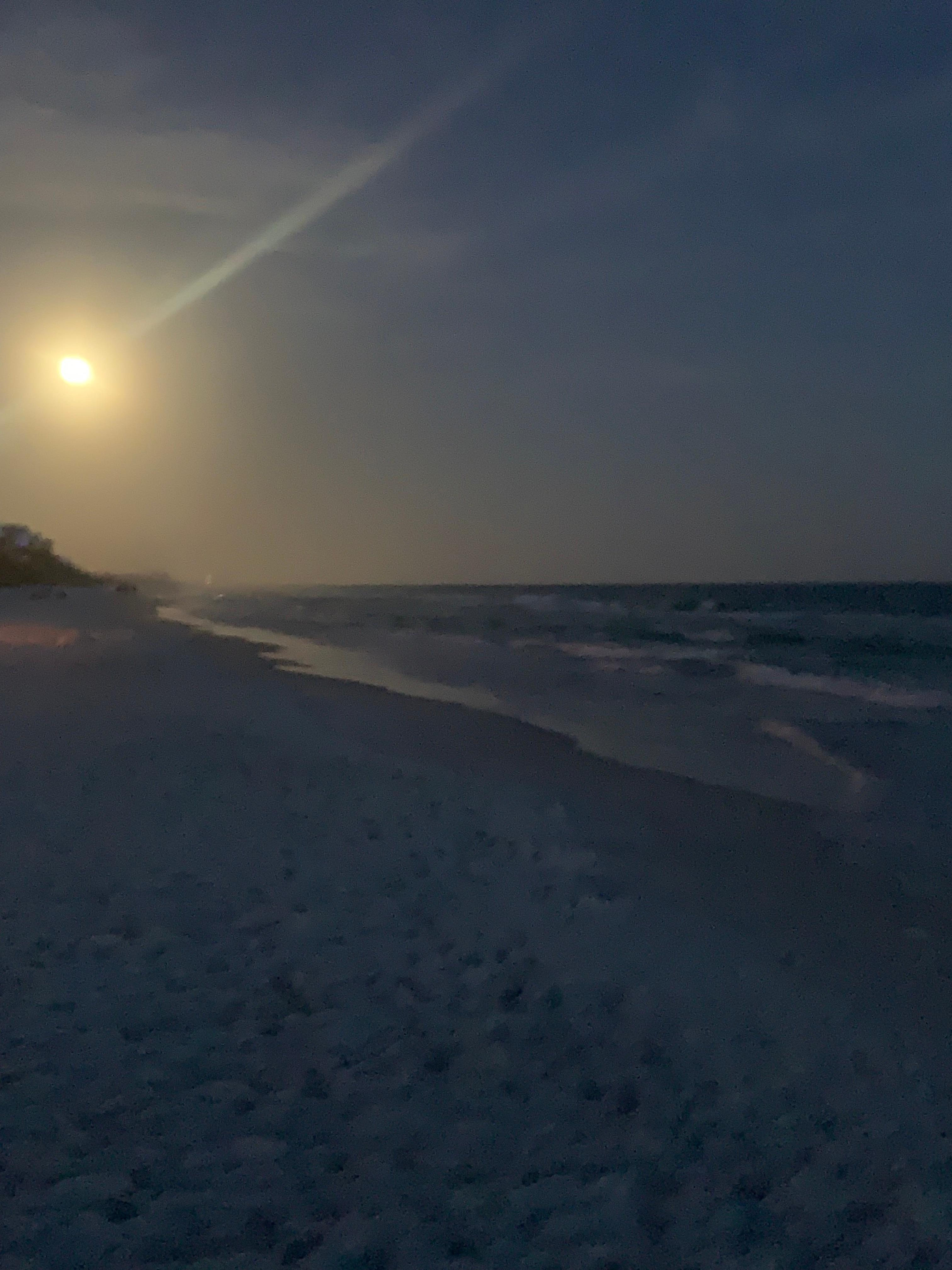 The sunset by the beach or when the moon lights up the ocean! 