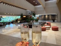 Welcomed with champagne