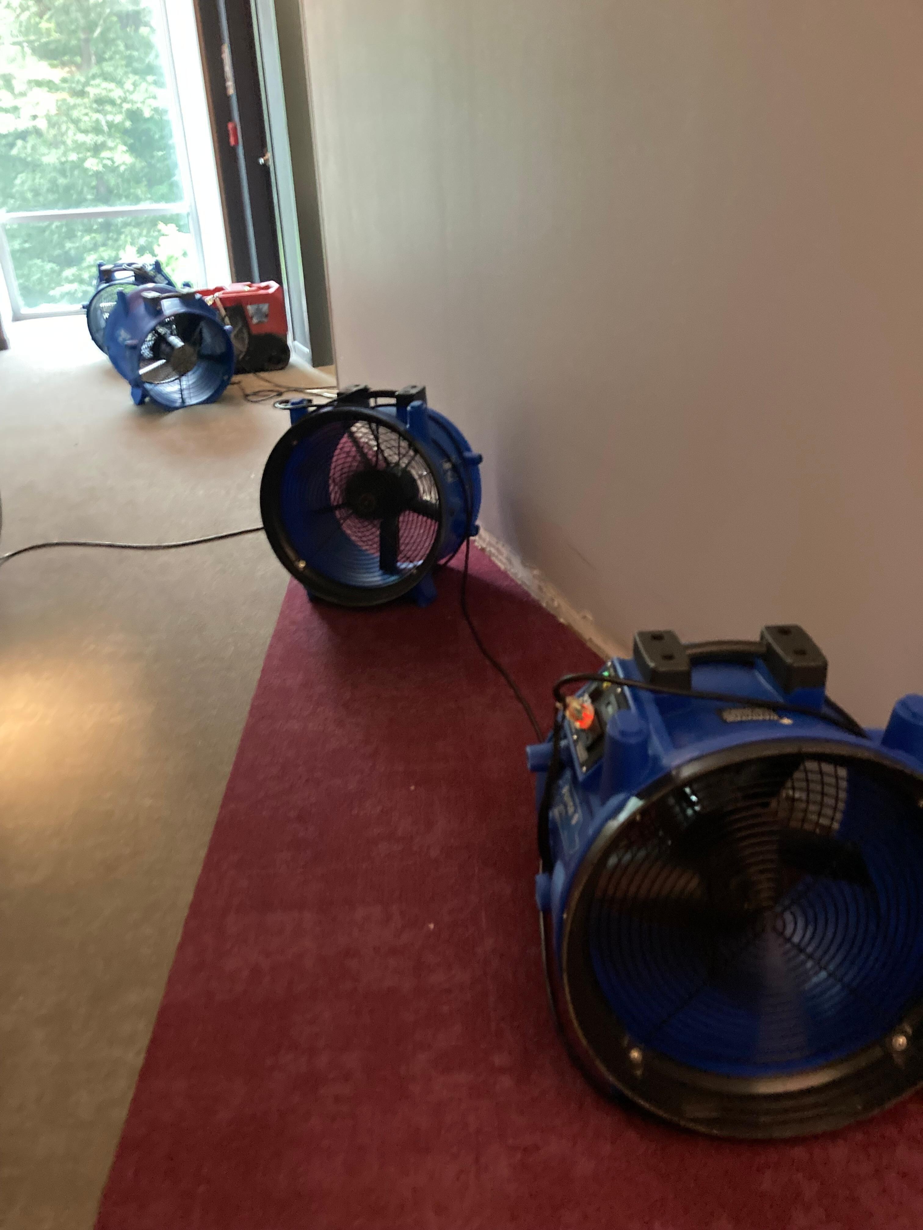 Water damage and fans outside my room all night.
