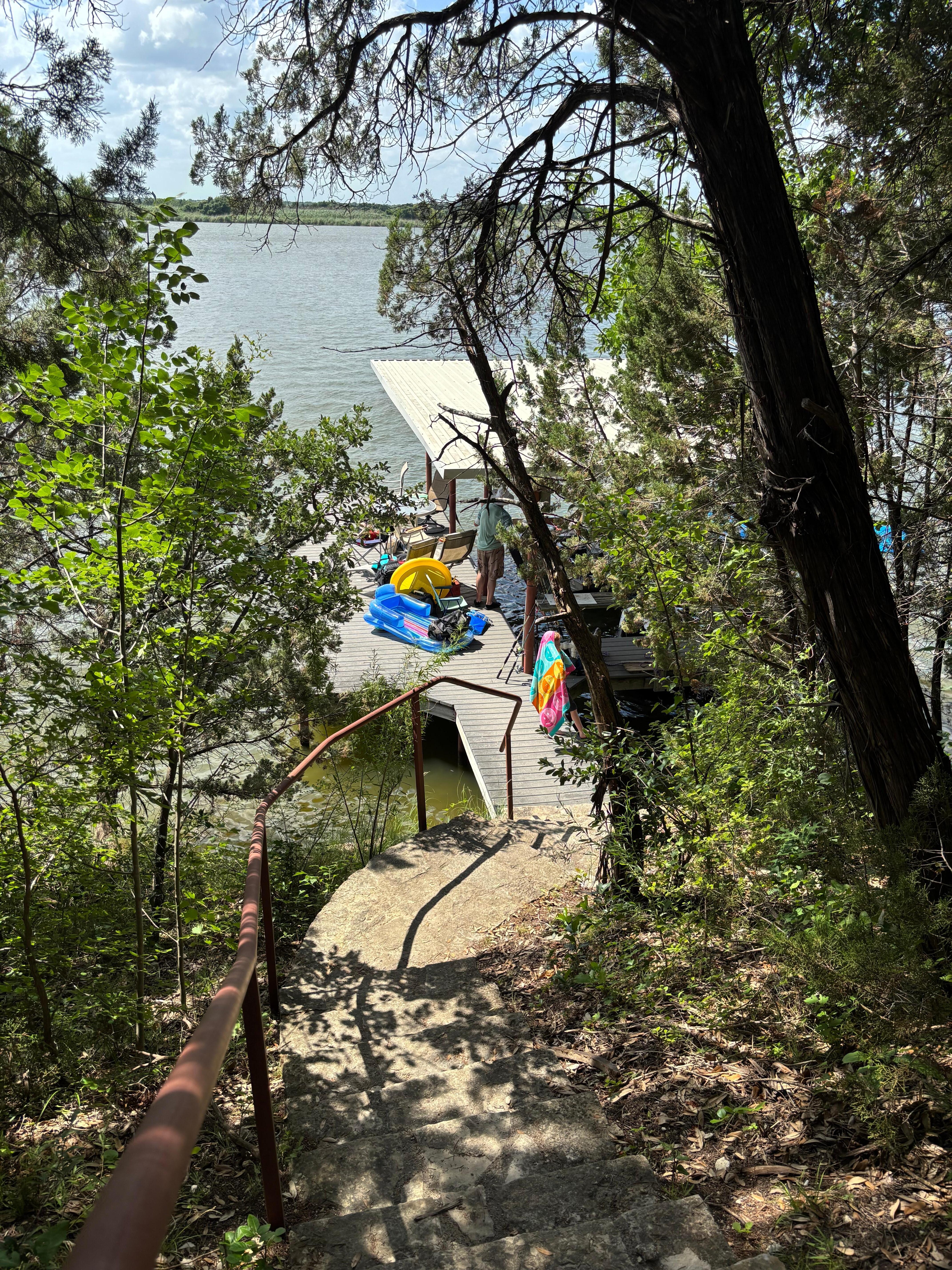 Lower steps to the dock
