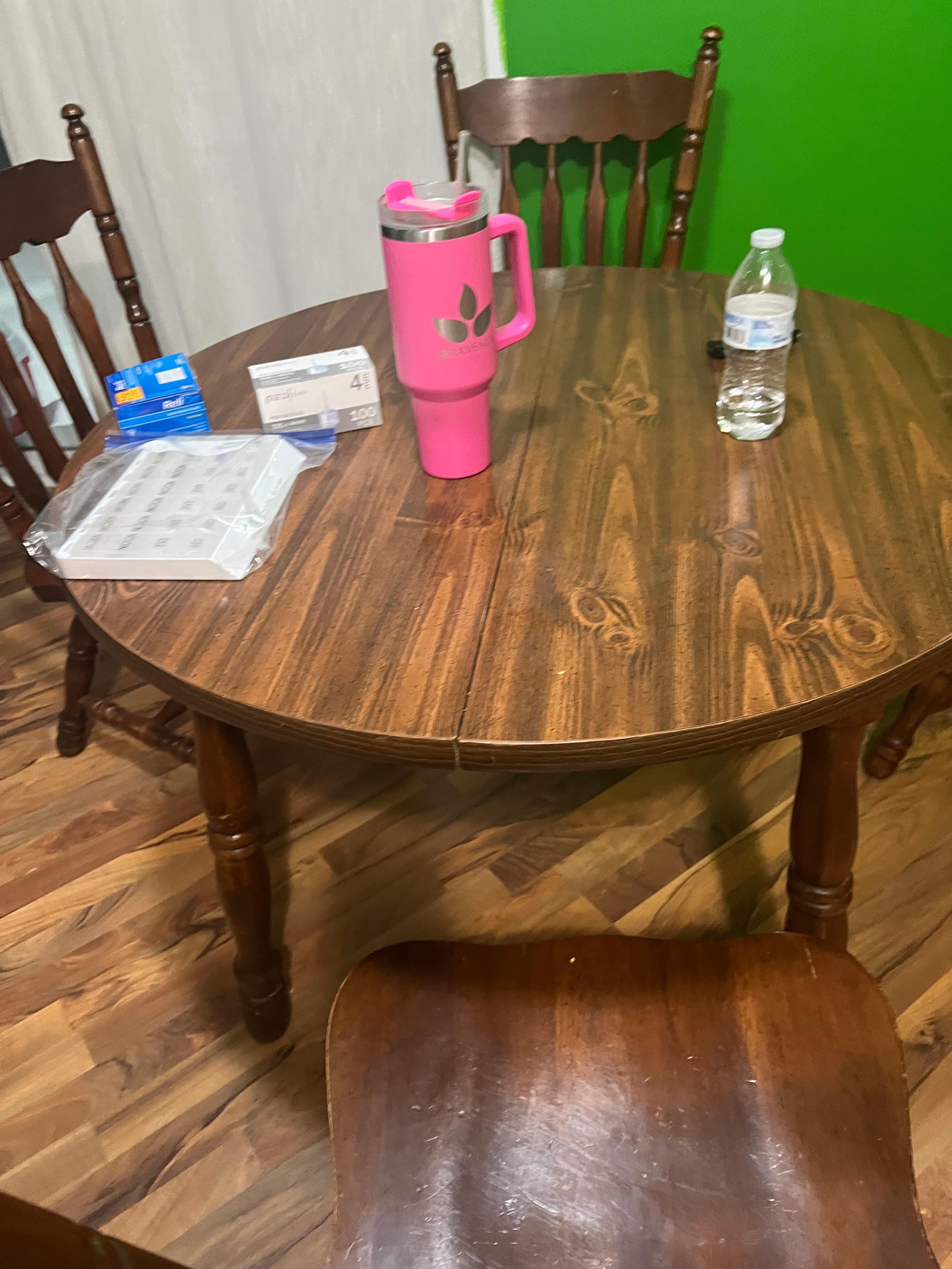 We put the table back together without the extenders/leaves after it collapsed