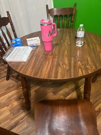 We put the table back together without the extenders/leaves after it collapsed