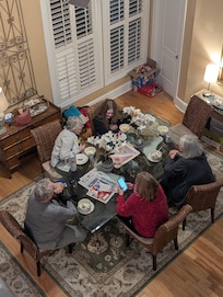 Family puzzle; view from upstairs balcony