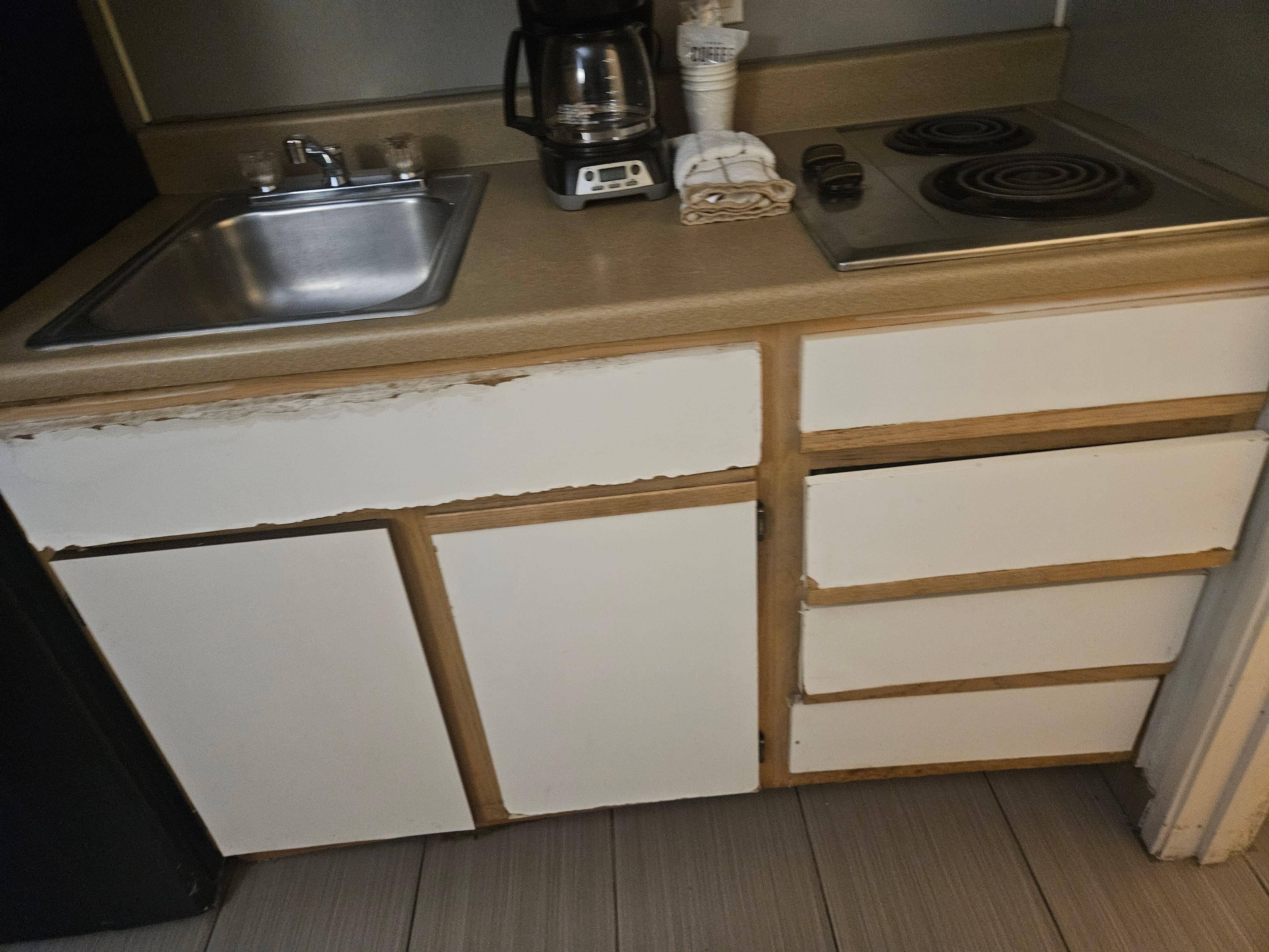 Water damaged cabinetry