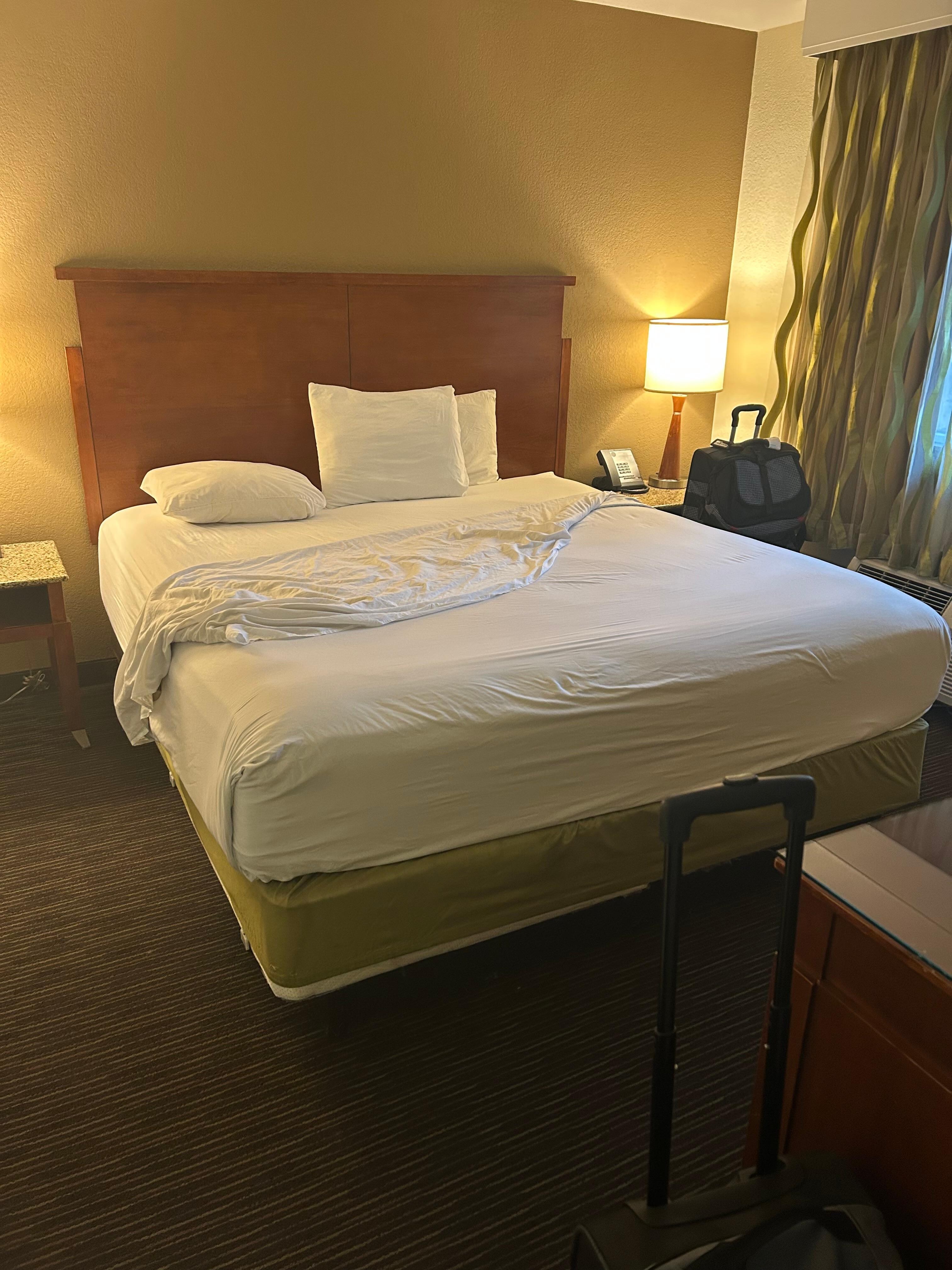 Only three flat hard pillows. The rooms were dark & the air was very musty/humid. 