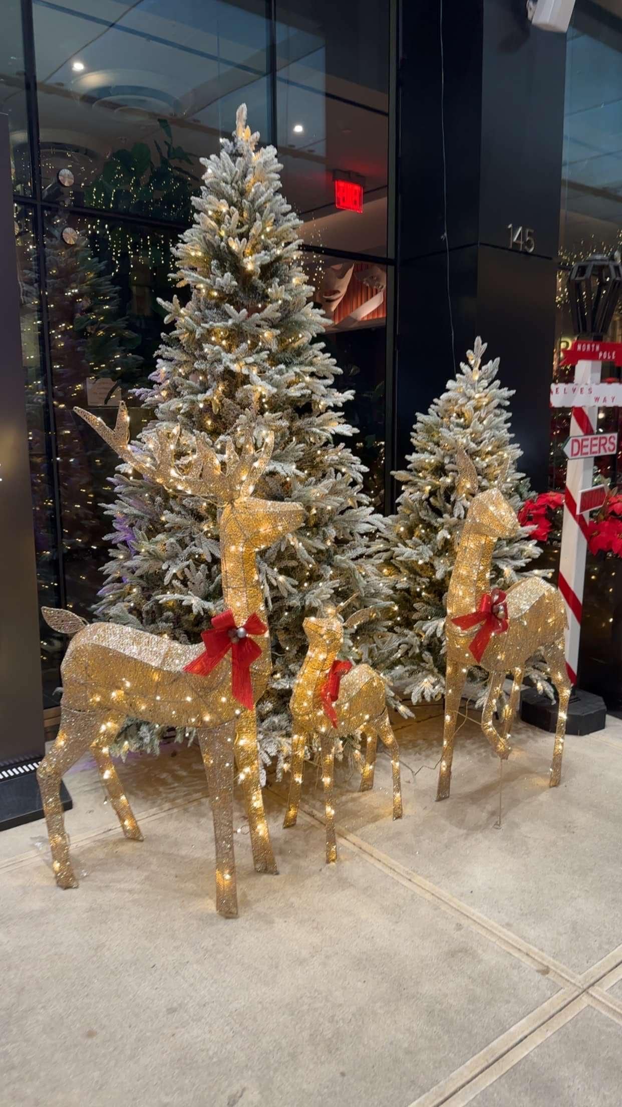 Julepynt utenfor inngangen til hotellet