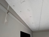 Holes not patched in ceiling.