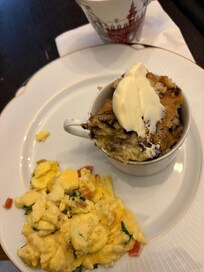 Memorable delicious breakfast with muffin melting your mouth