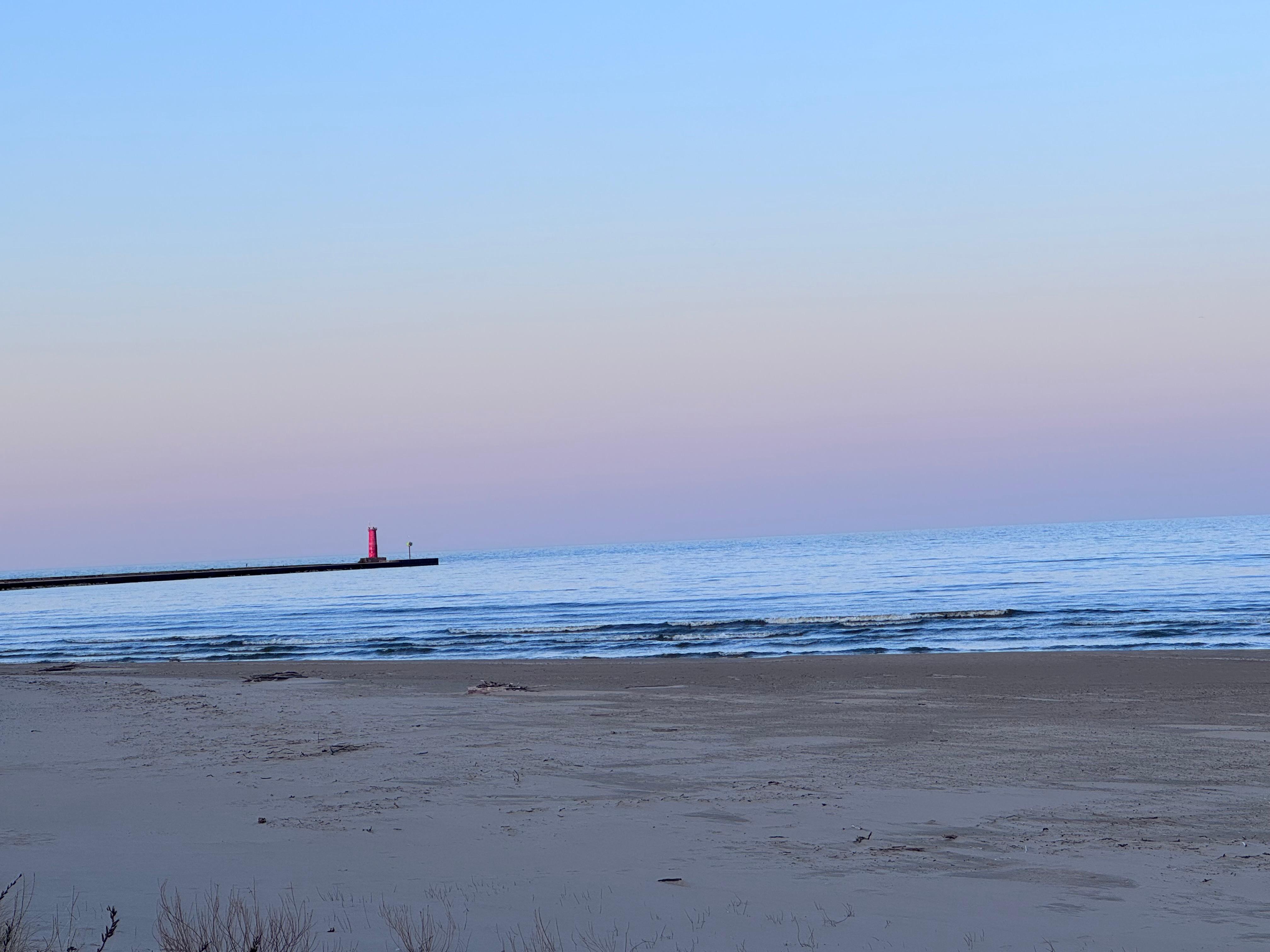 Sunset looking at the pier and Lighthouse that’s near
