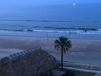 Beach view from the balcony. The beach seemed very close to you and you can hear the waves in the room even with the doors closed.