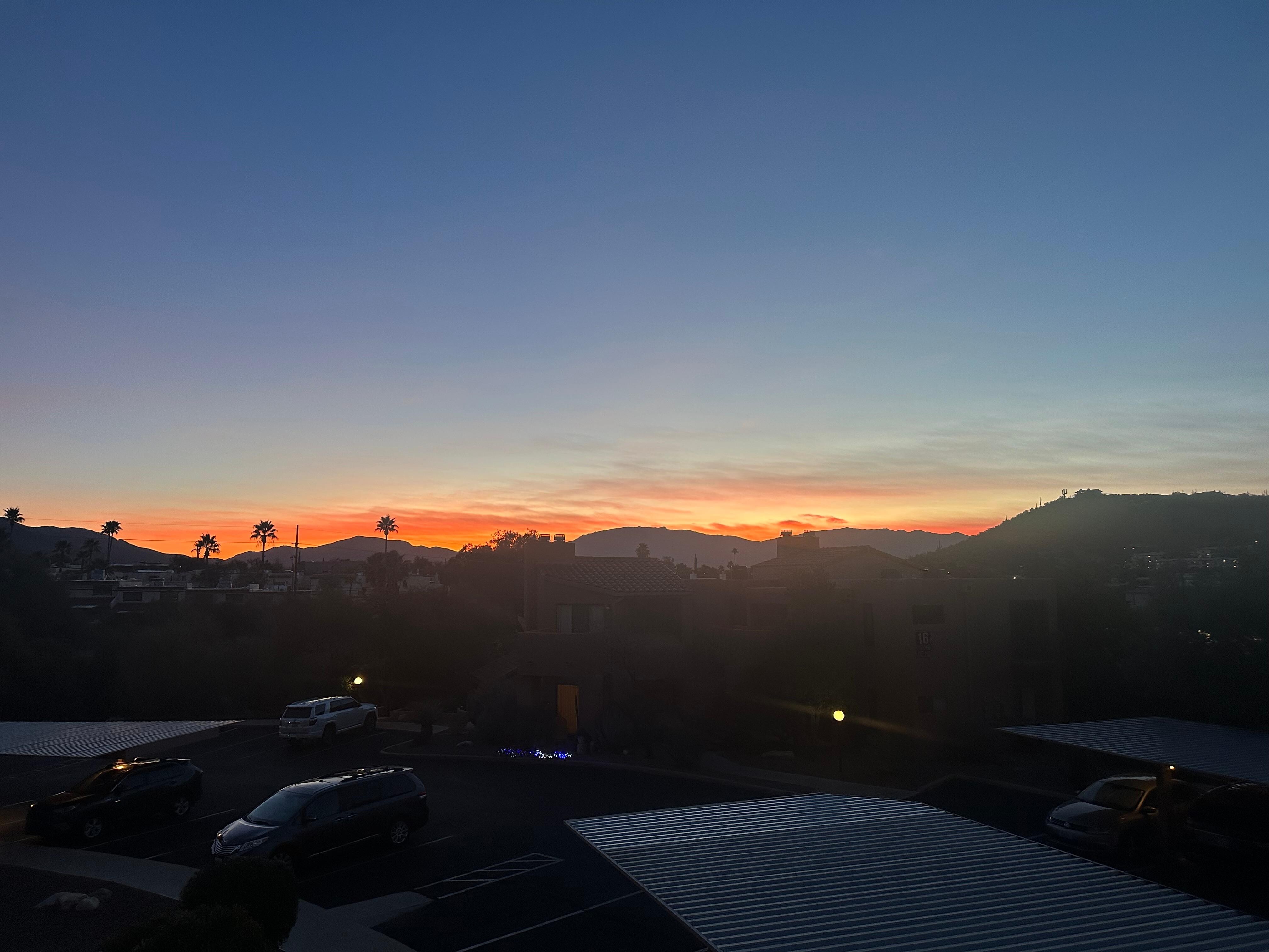 Coffee and sunrise from the porch.