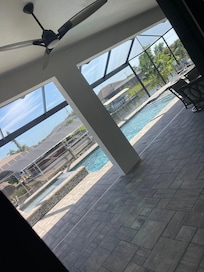 View from sliding door in living room