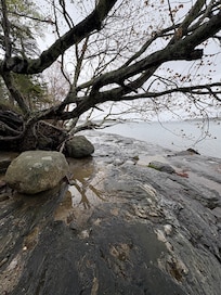 Walk along rocky shore