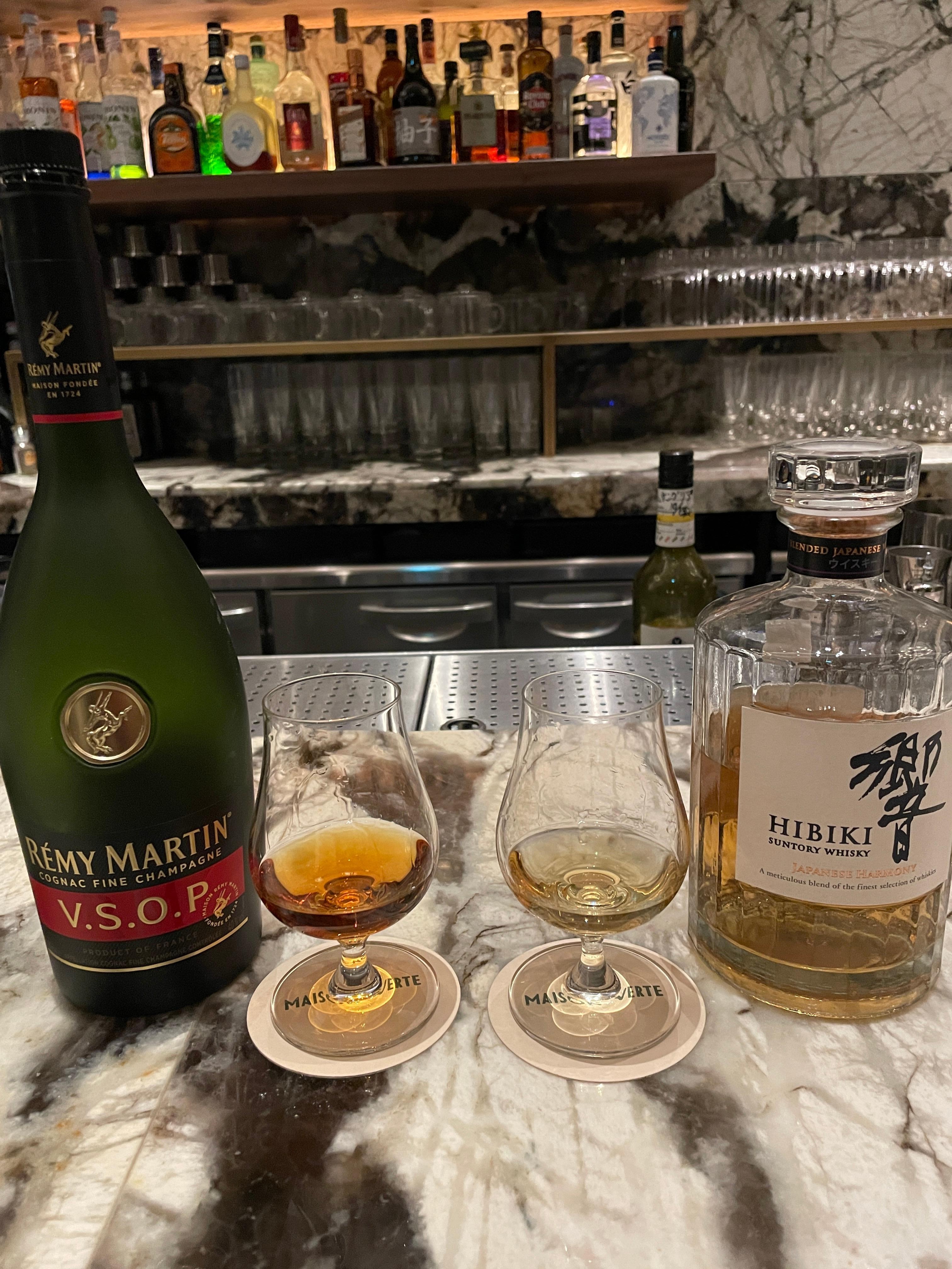 Comparing Remy Martin Cognac to Japanese Hibiki Suntory whiskey.
