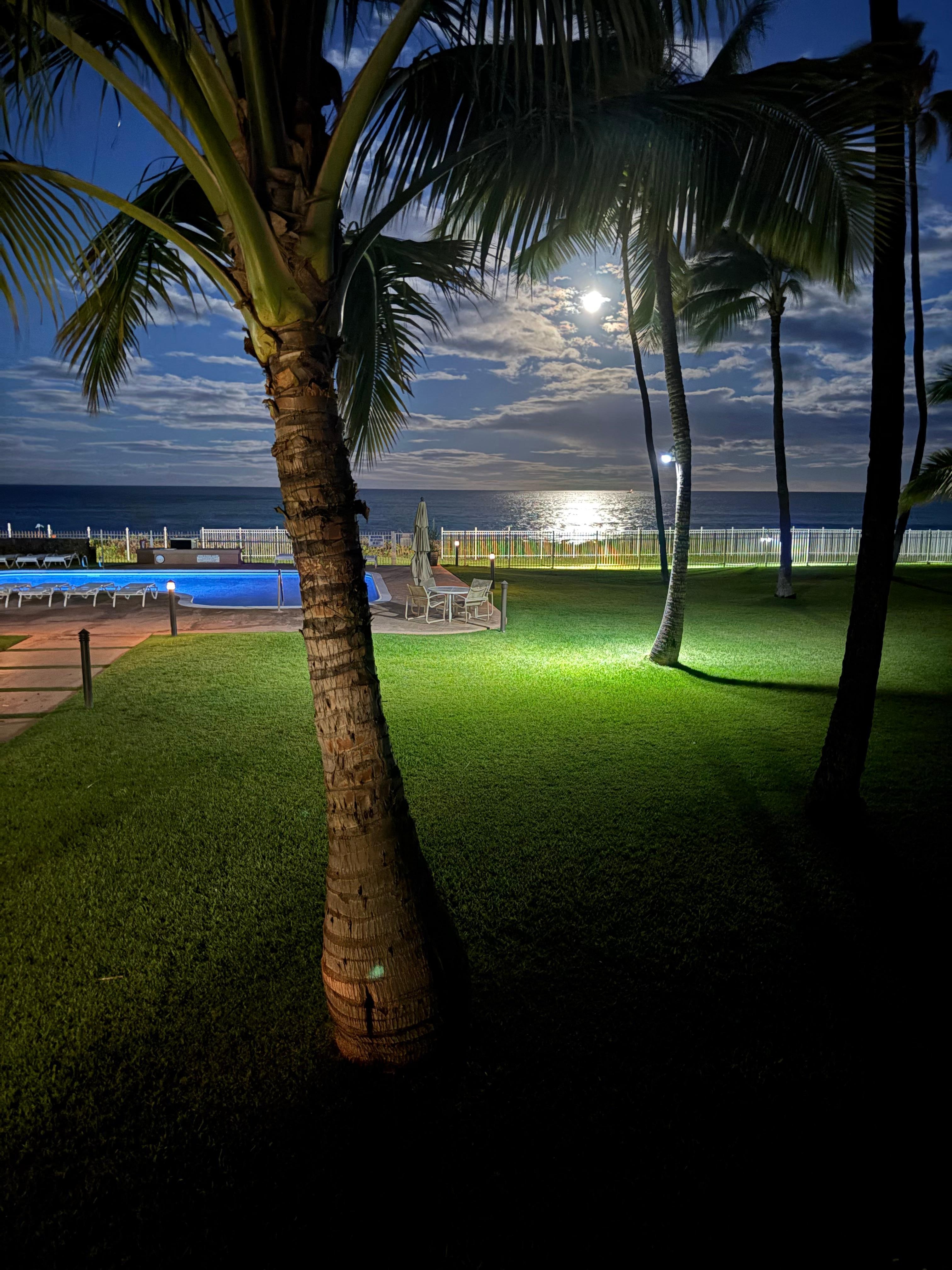 Moonlight as seen from the balcony.   It is not a touristy area and that’s why we liked it.   