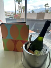 Welcomed with a bottle of champagne.