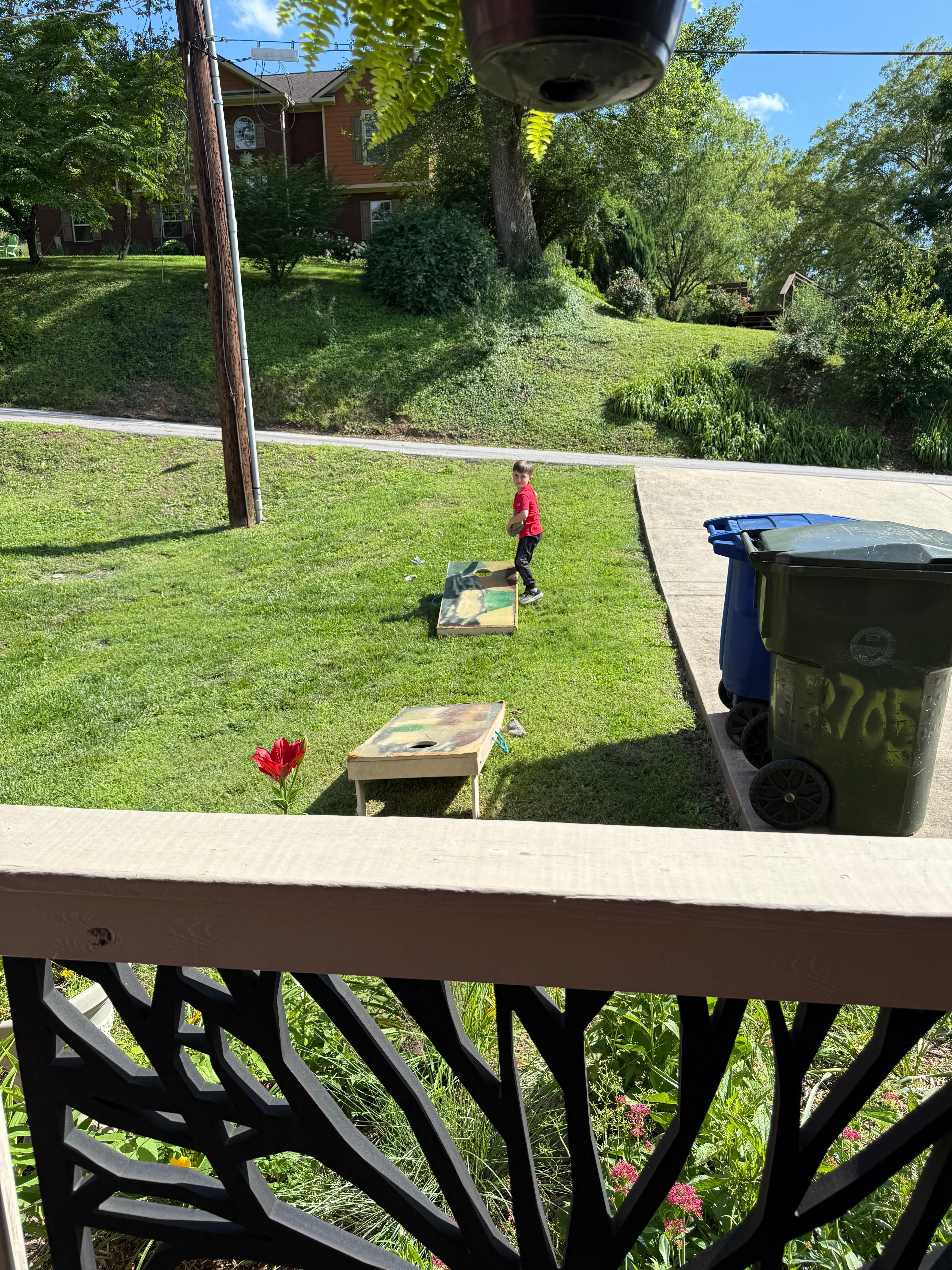 Boys loved the corn hole!