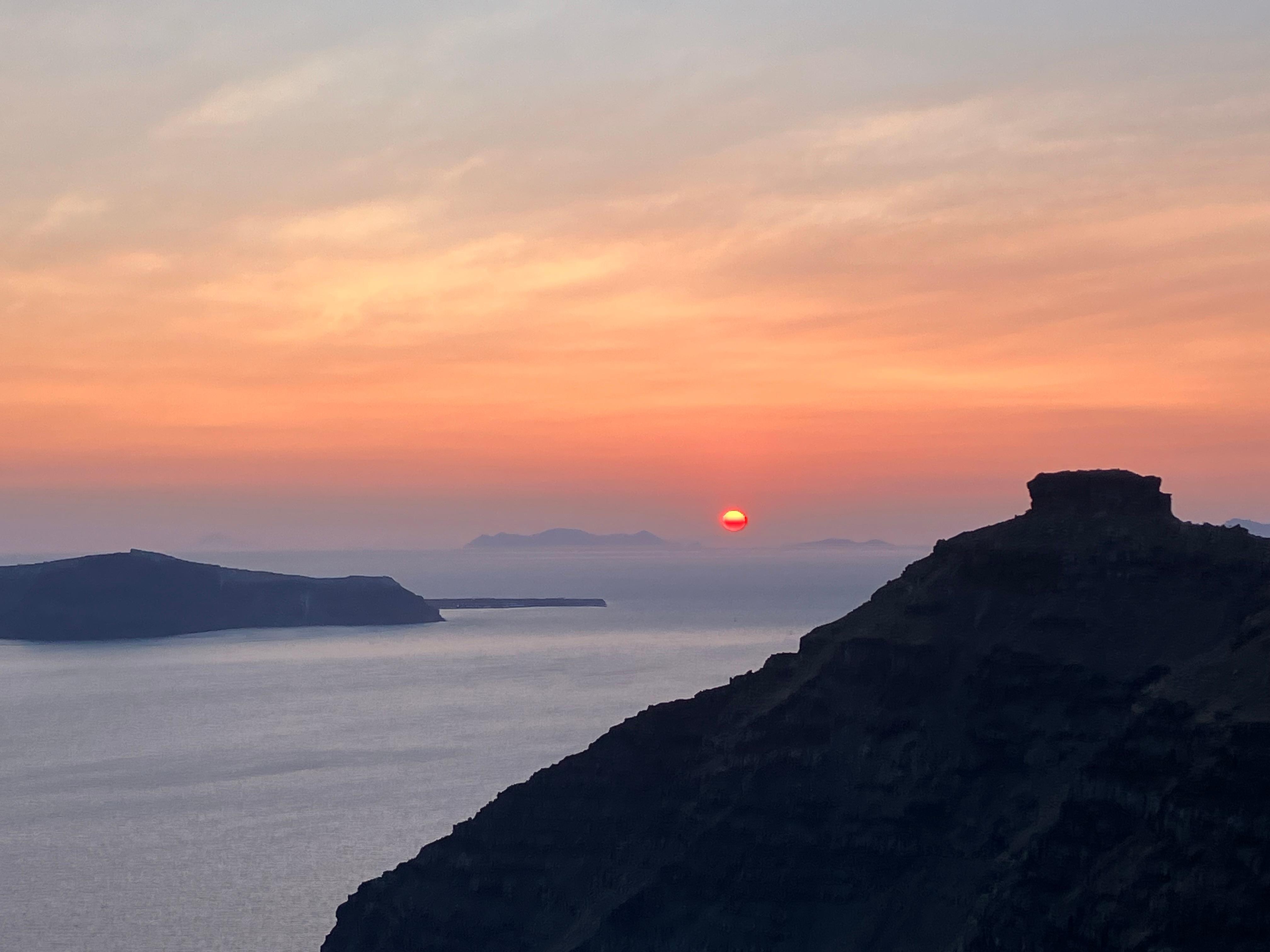 Sunset over the caldera from our porch