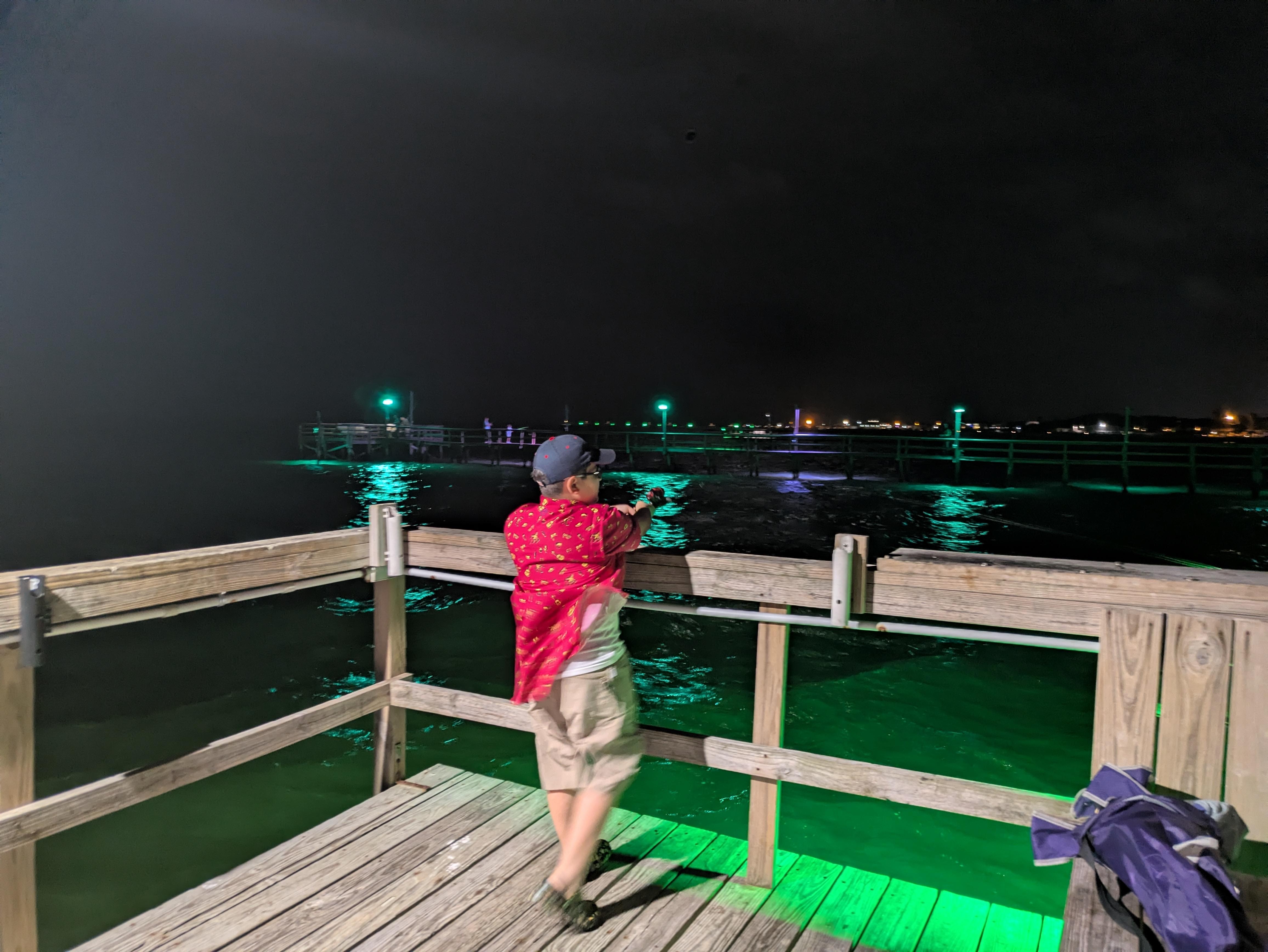 Fishing pier at night