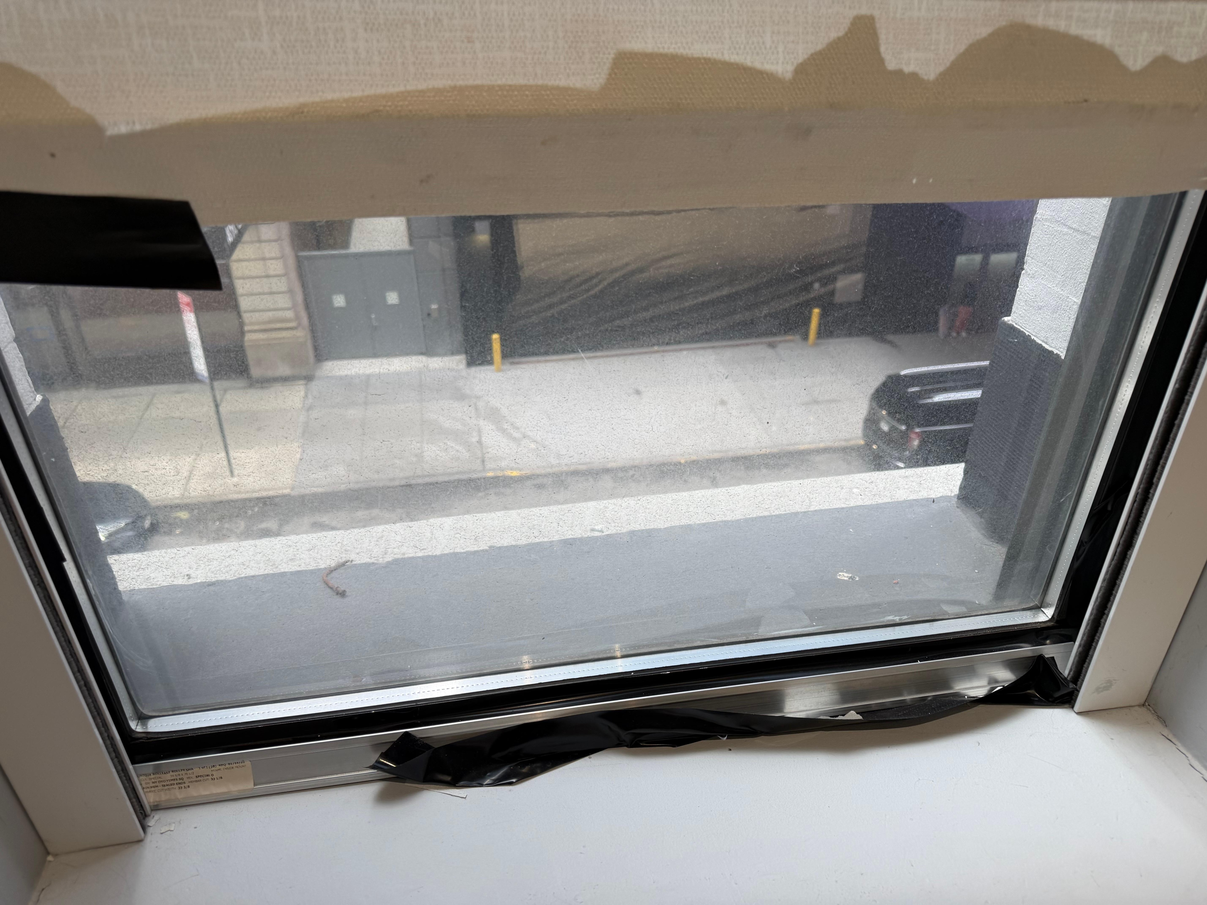 Electrical tape on window