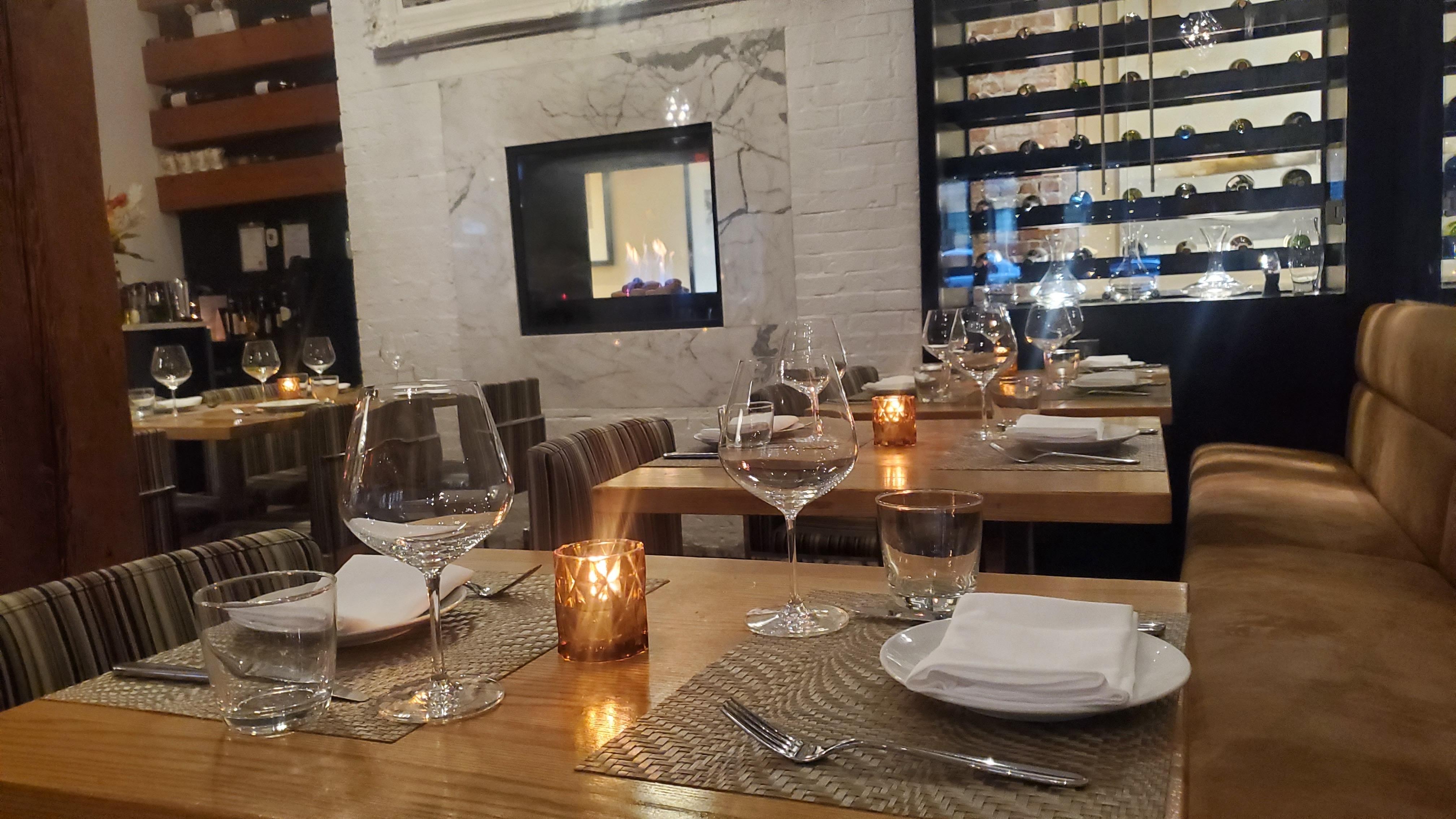 Fireplace in dining room 