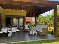 Outdoor space with dining table
