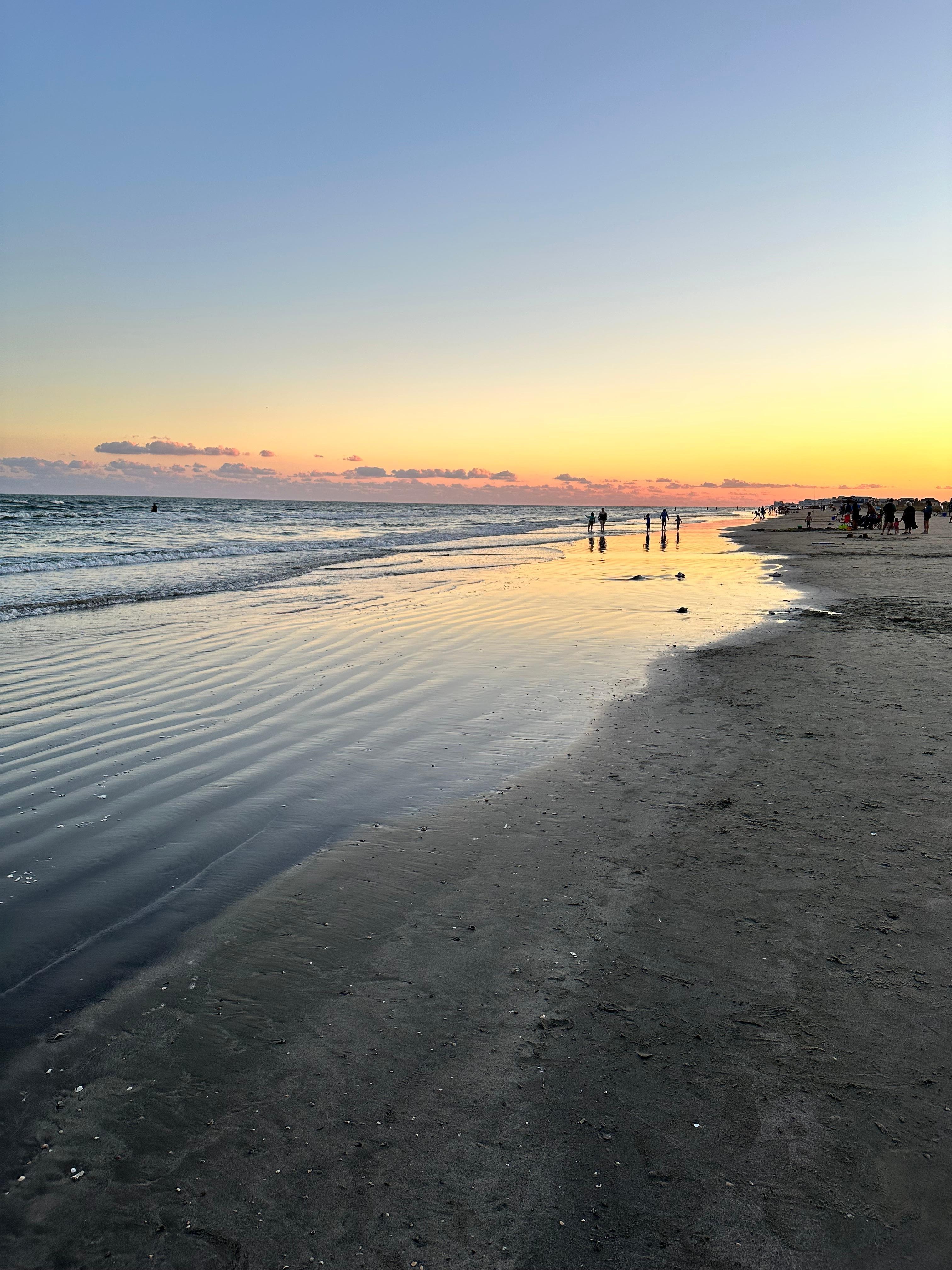 Sunset seen from evening walk on beach. 