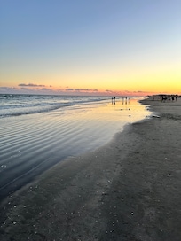 Sunset seen from evening walk on beach.